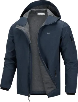 33,000ft Men's Hooded Softshell Jacket Waterproof Lightweight Insulated Windbreaker Fleece Lined Rain Shell Jacket