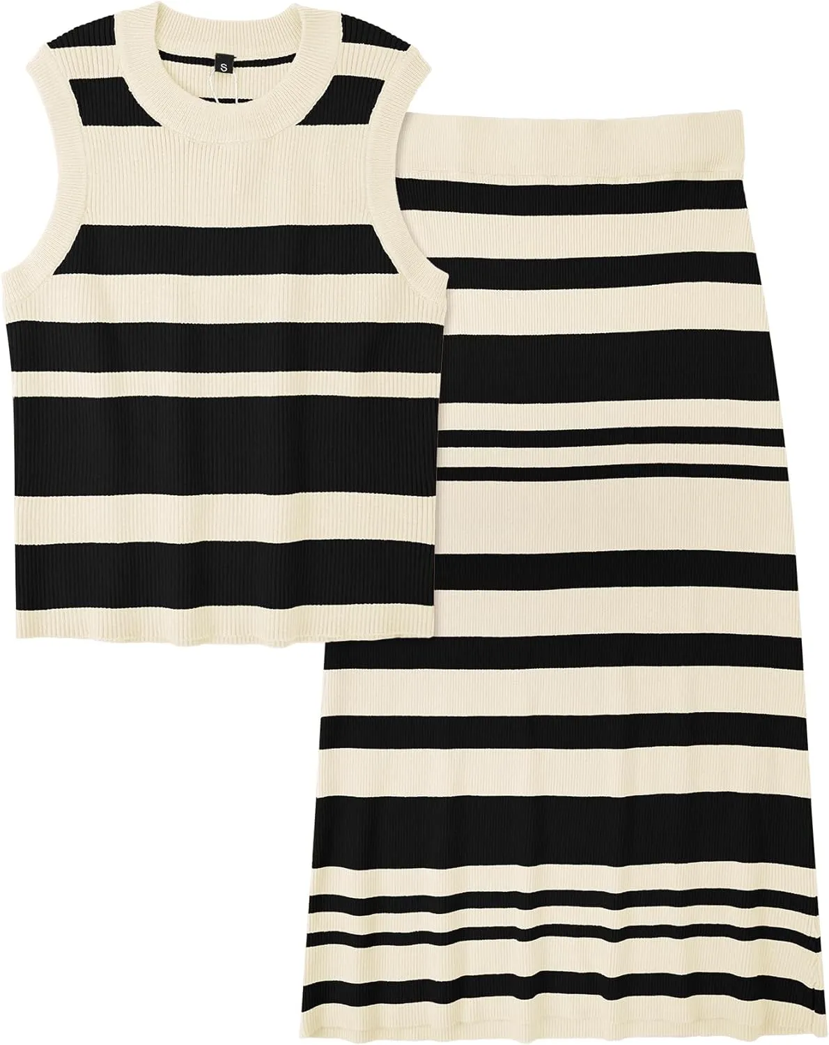 Arach&Cloz Women's Two Piece Sets 2025 Bodycon Dresses Summer Outfits Tank Top and Midi Skirt Suits Sweater