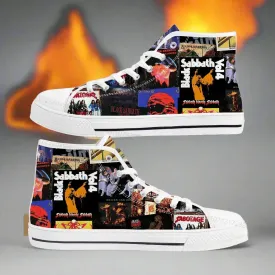 Black Sabbath High-Top Sneakers – Heavy Metal Canvas Shoes for Men, Women & Teens