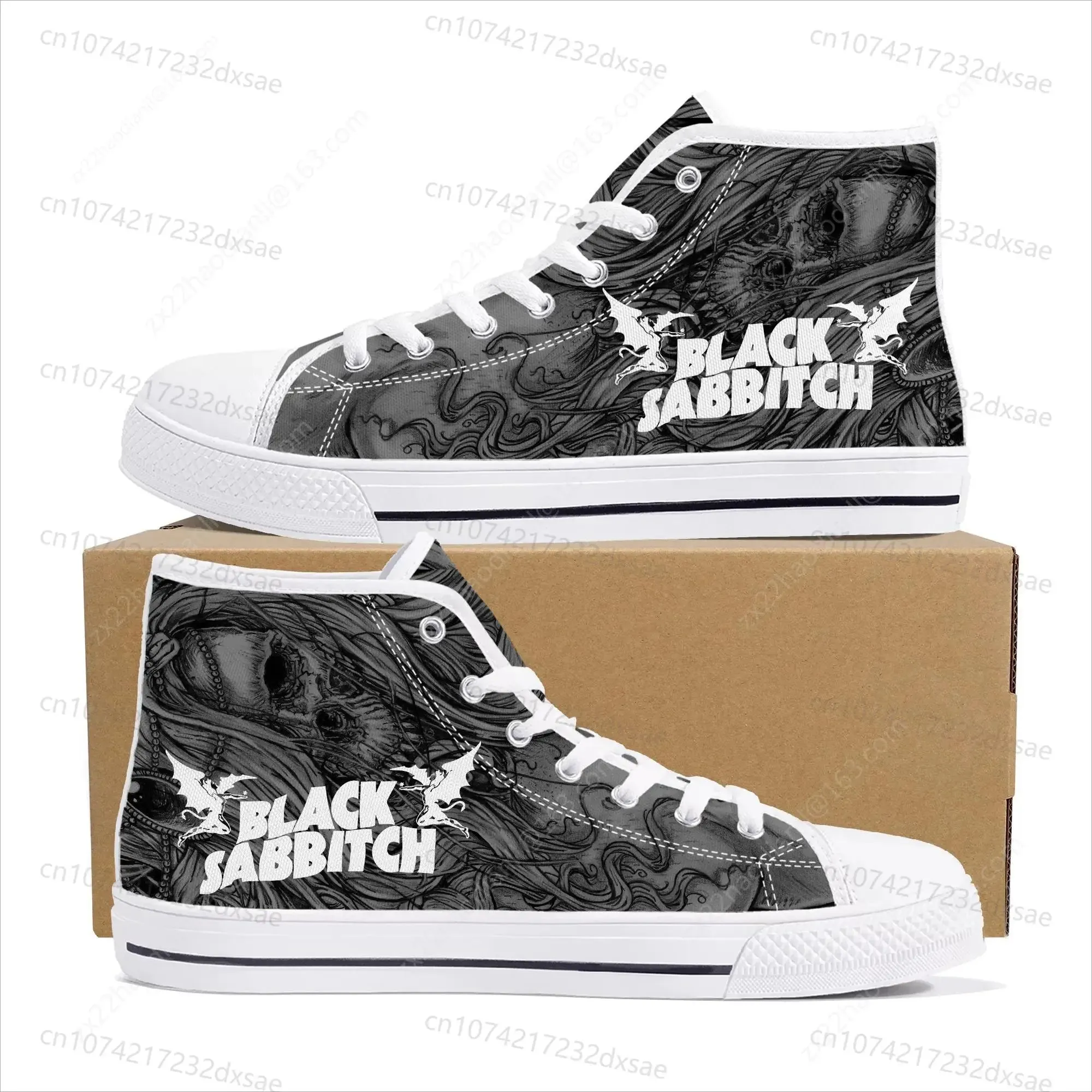 Black Sabbath High-Top Sneakers – Heavy Metal Canvas Shoes for Men, Women & Teens