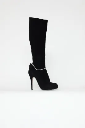 Black Suede Pearl Boots