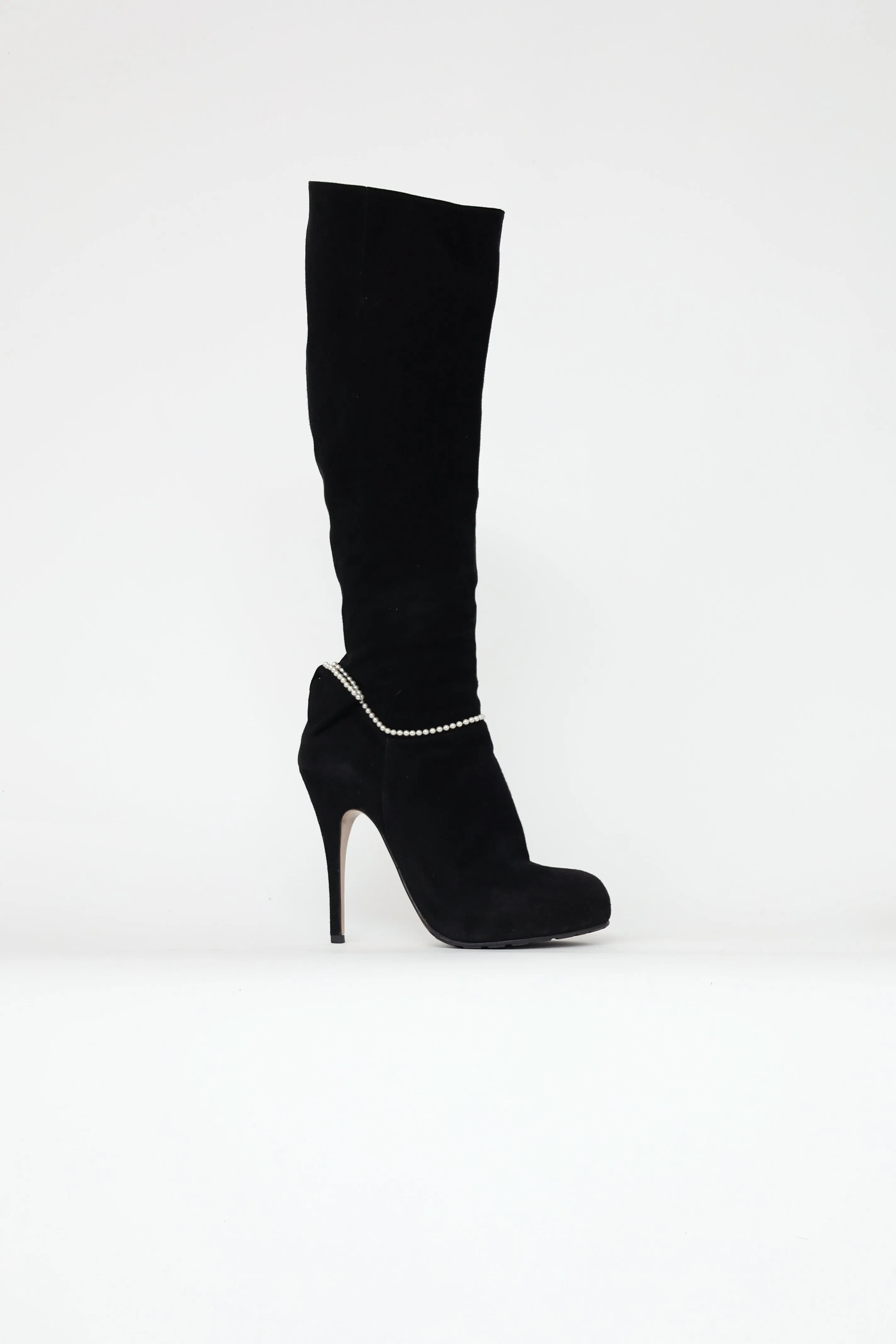 Black Suede Pearl Boots