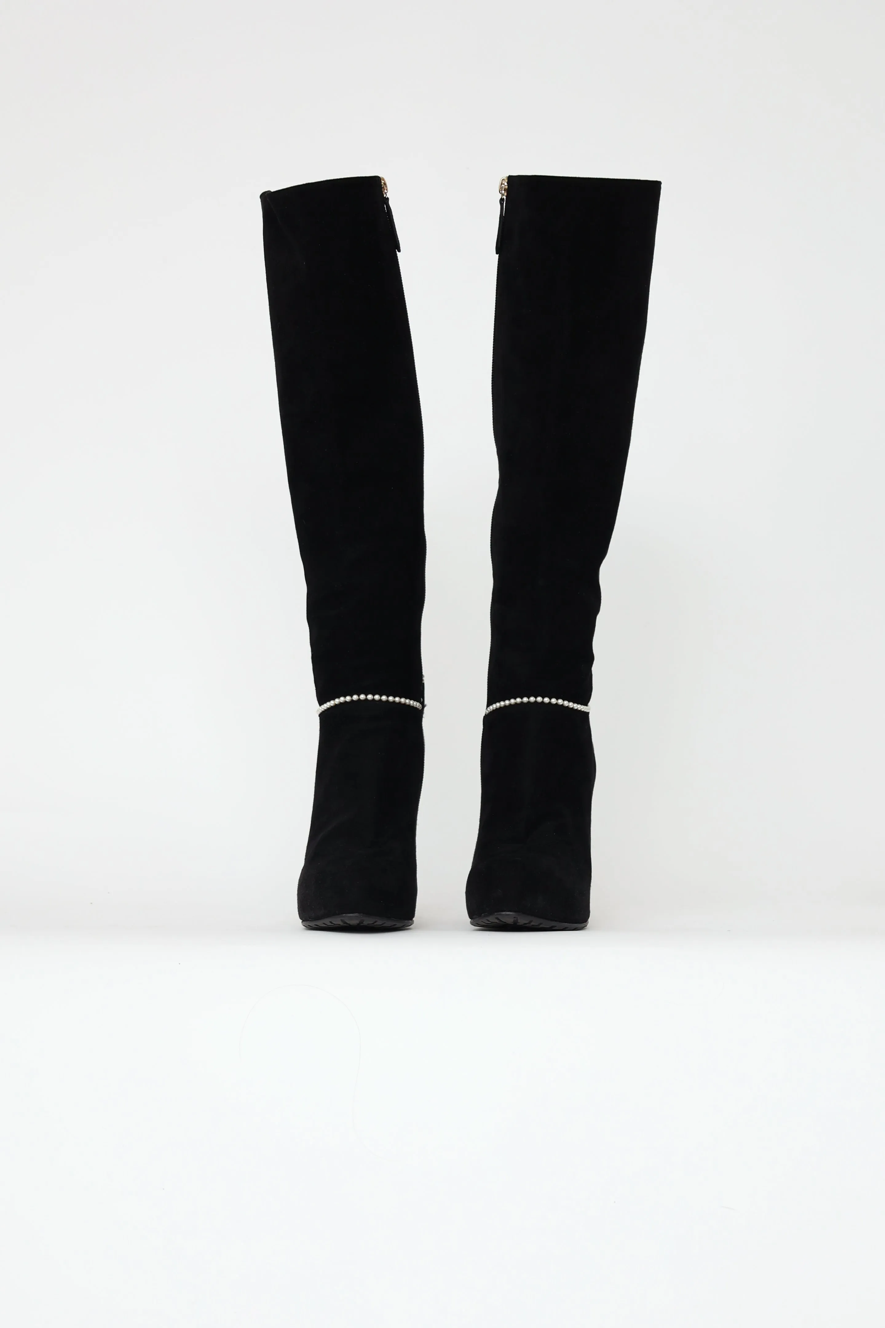 Black Suede Pearl Boots