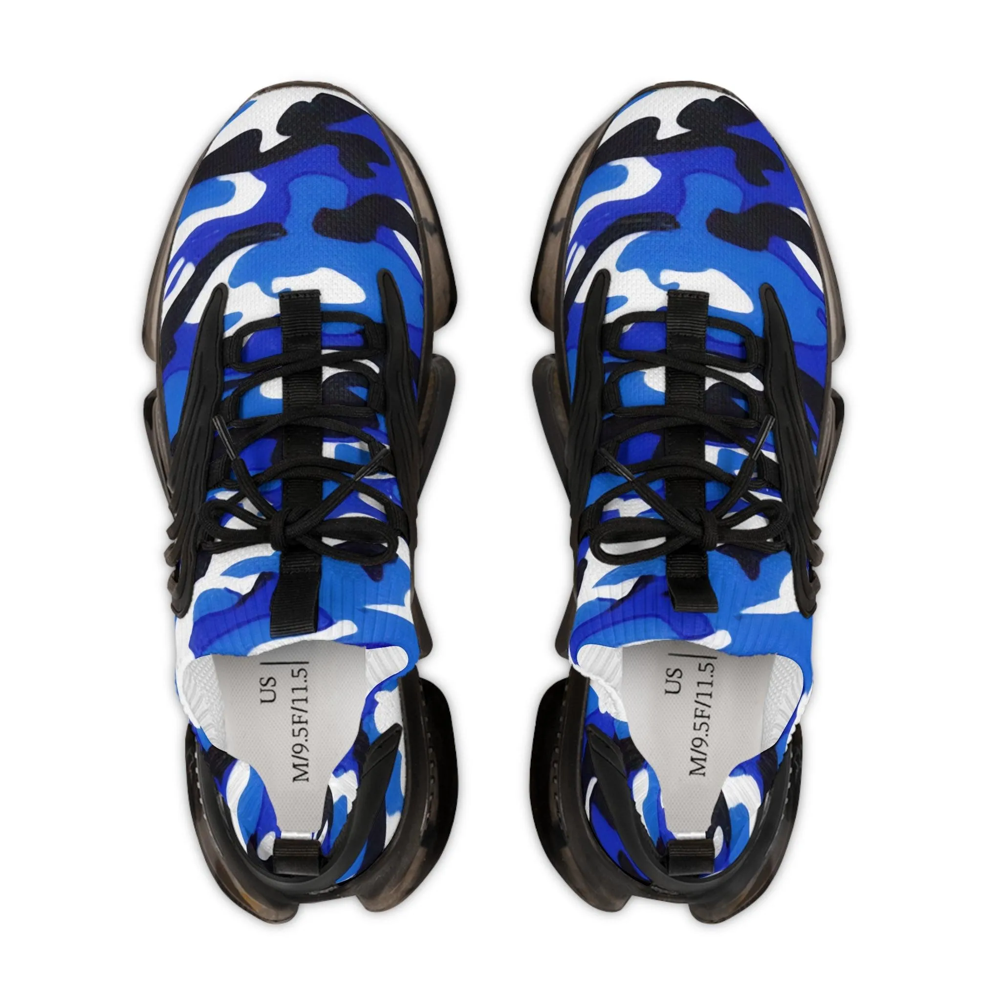 Blue, Grey, Black, White Camouflage Men's Mesh Sneakers