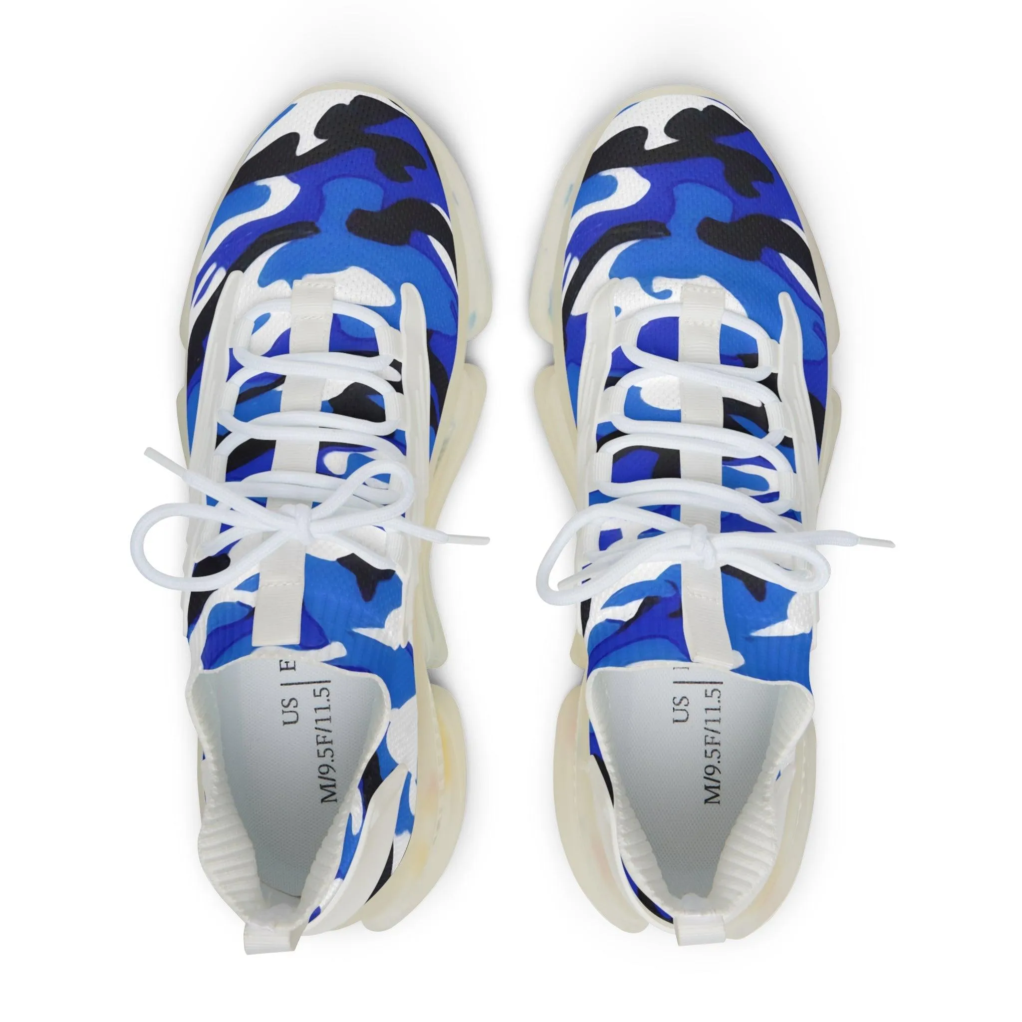 Blue, Grey, Black, White Camouflage Men's Mesh Sneakers
