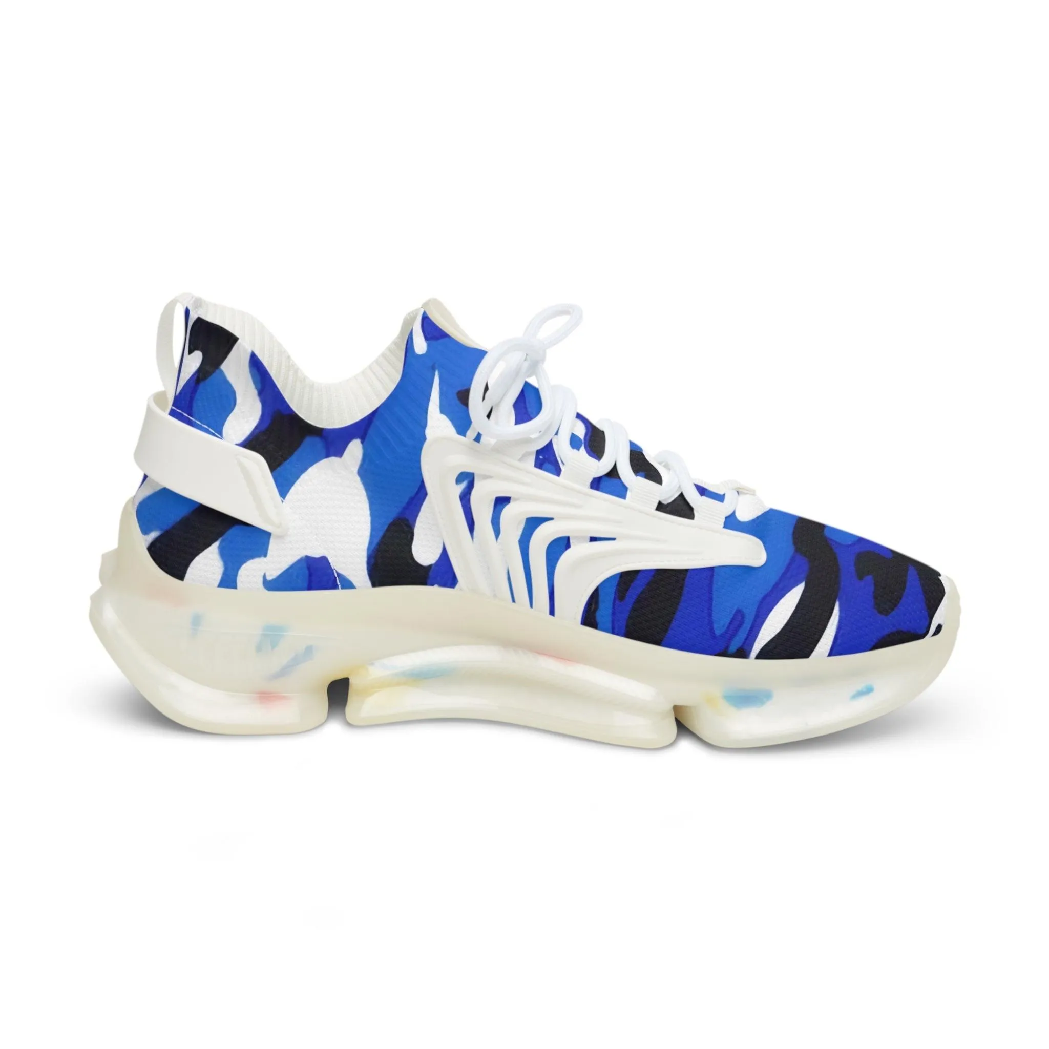 Blue, Grey, Black, White Camouflage Men's Mesh Sneakers