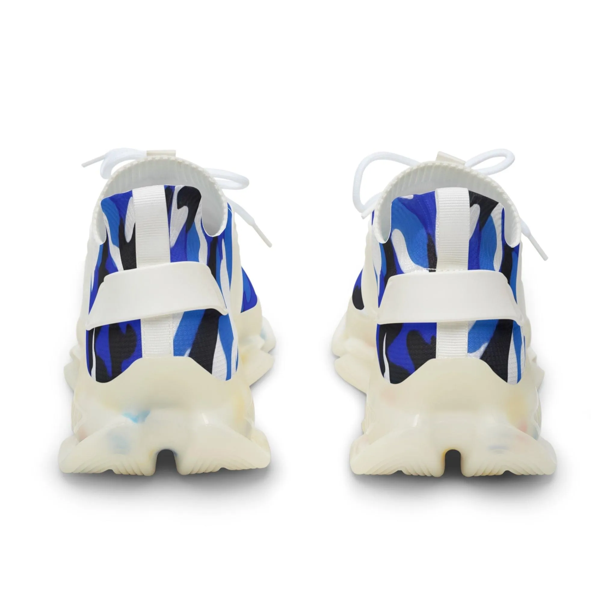 Blue, Grey, Black, White Camouflage Men's Mesh Sneakers