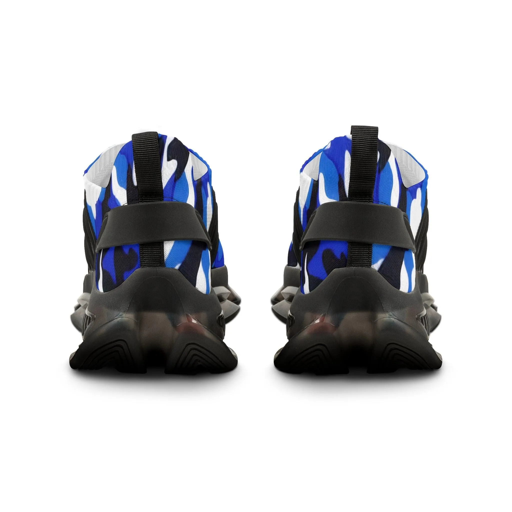 Blue, Grey, Black, White Camouflage Men's Mesh Sneakers