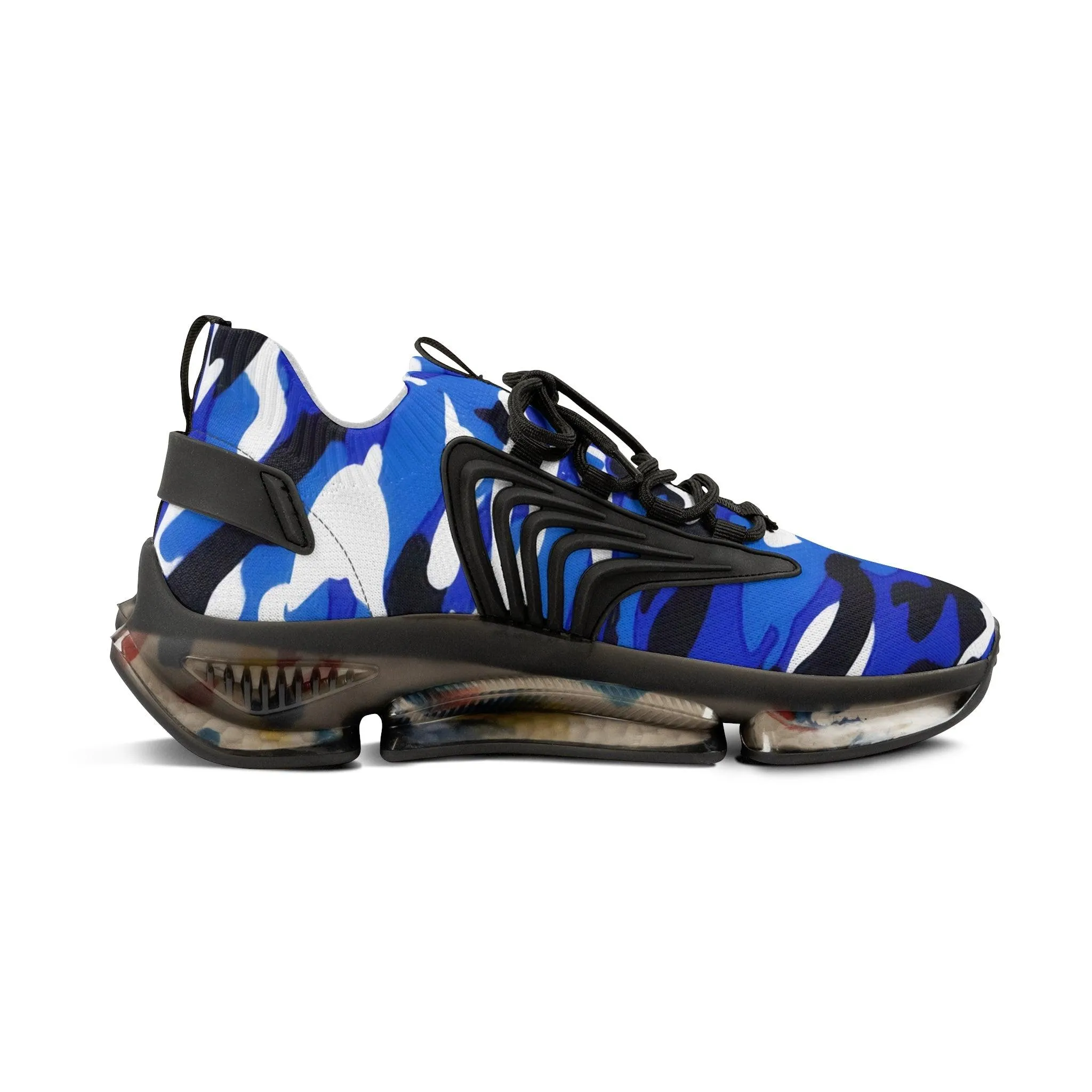Blue, Grey, Black, White Camouflage Men's Mesh Sneakers