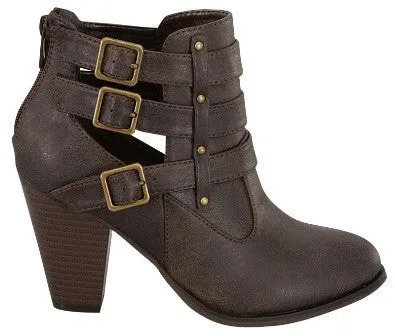 Buckle Ankle Boots - Brown