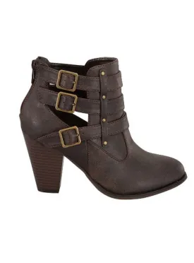 Buckle Ankle Boots - Brown