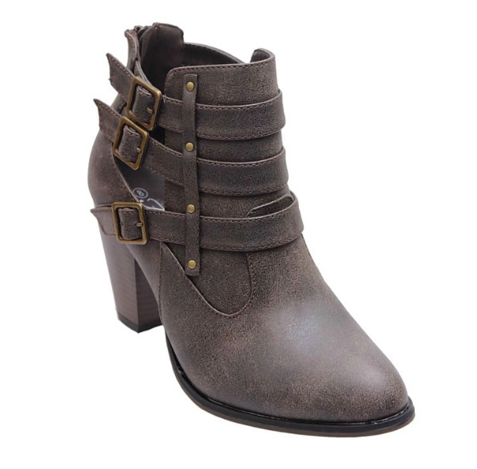 Buckle Ankle Boots - Brown