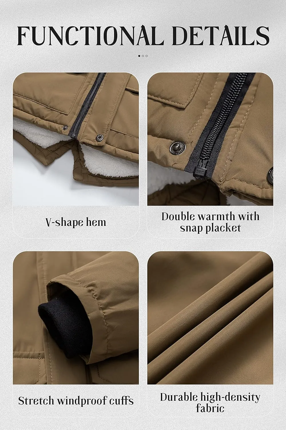Chrisuno Boy's Waterproof Winter Sherpa Parka Coat Med-Length Outerwear Jackets With Detachable Furry Hood