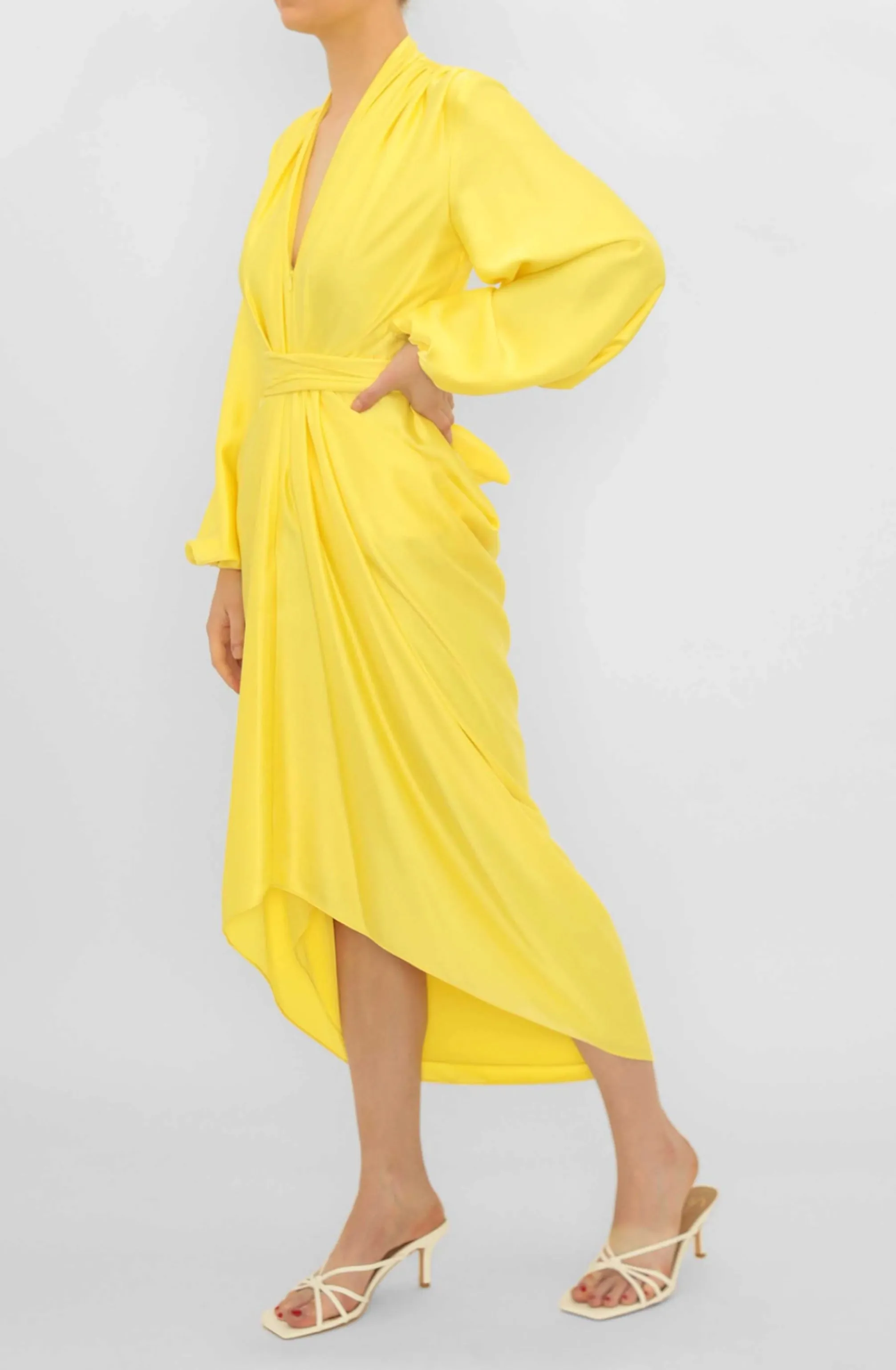 Citrus Satin Waterfall Dress by Carla Zampatti