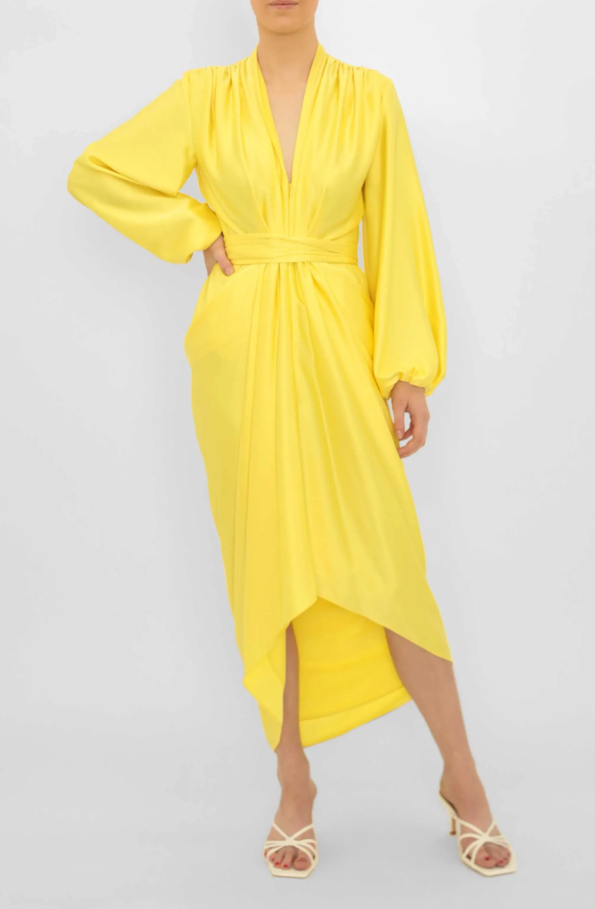 Citrus Satin Waterfall Dress by Carla Zampatti
