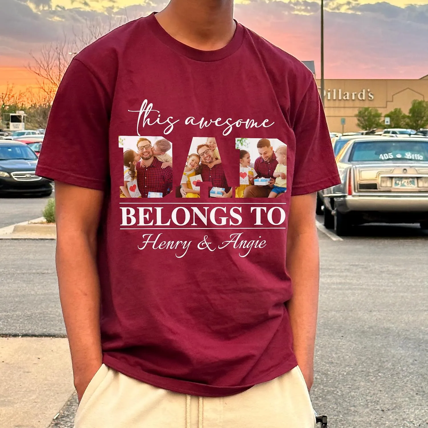 Customized Dad Shirt with Photos, Personalized Dad Shirt with Kids Names, for Dad Grandpa Papa
