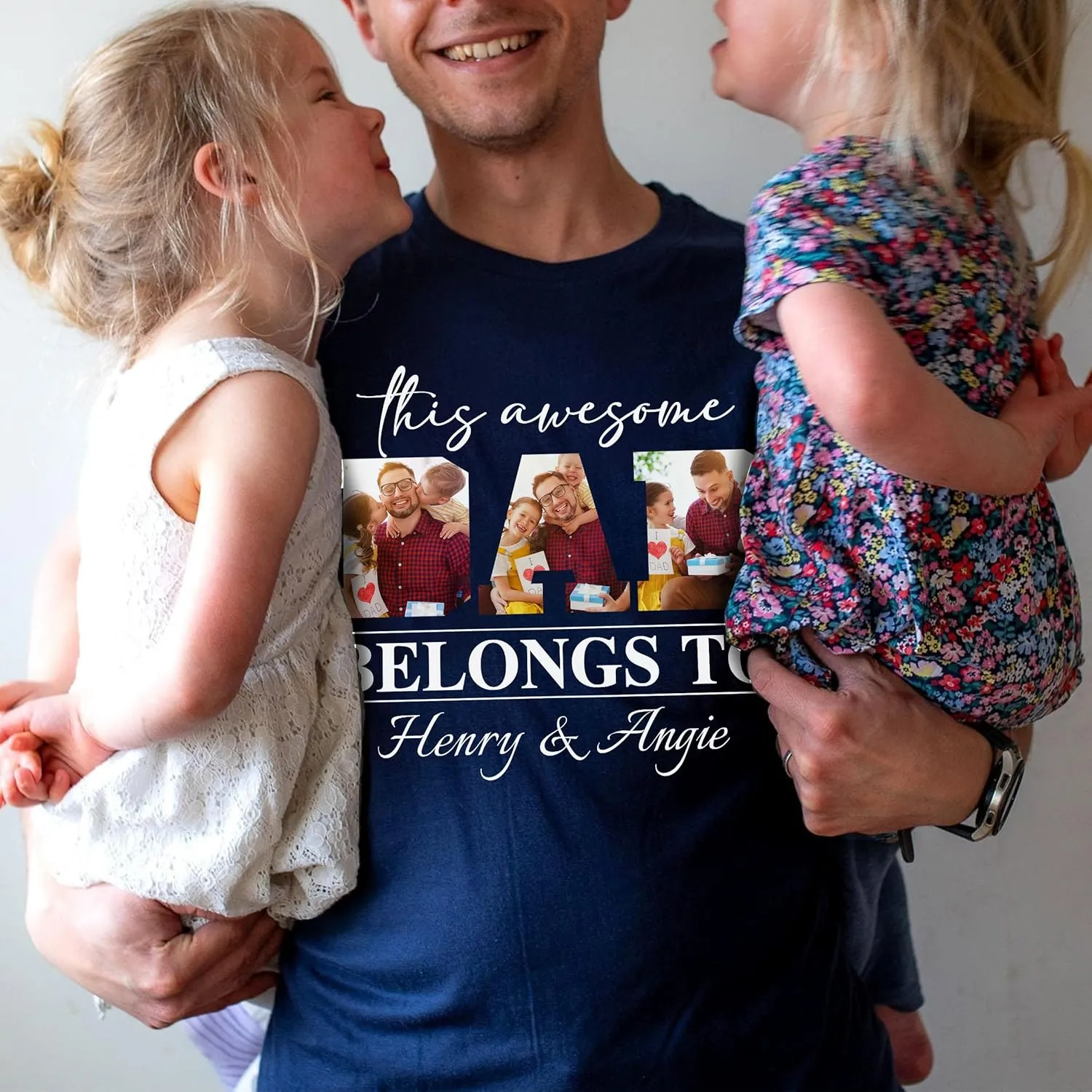 Customized Dad Shirt with Photos, Personalized Dad Shirt with Kids Names, for Dad Grandpa Papa