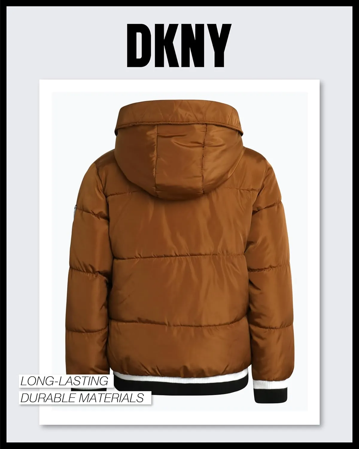 DKNY Boys' Winter Jacket - Midweight Polar Fleece Lined Quilted Insulated Parka Puffer Down Coat with Beanie Hat (Sizes:8-20)