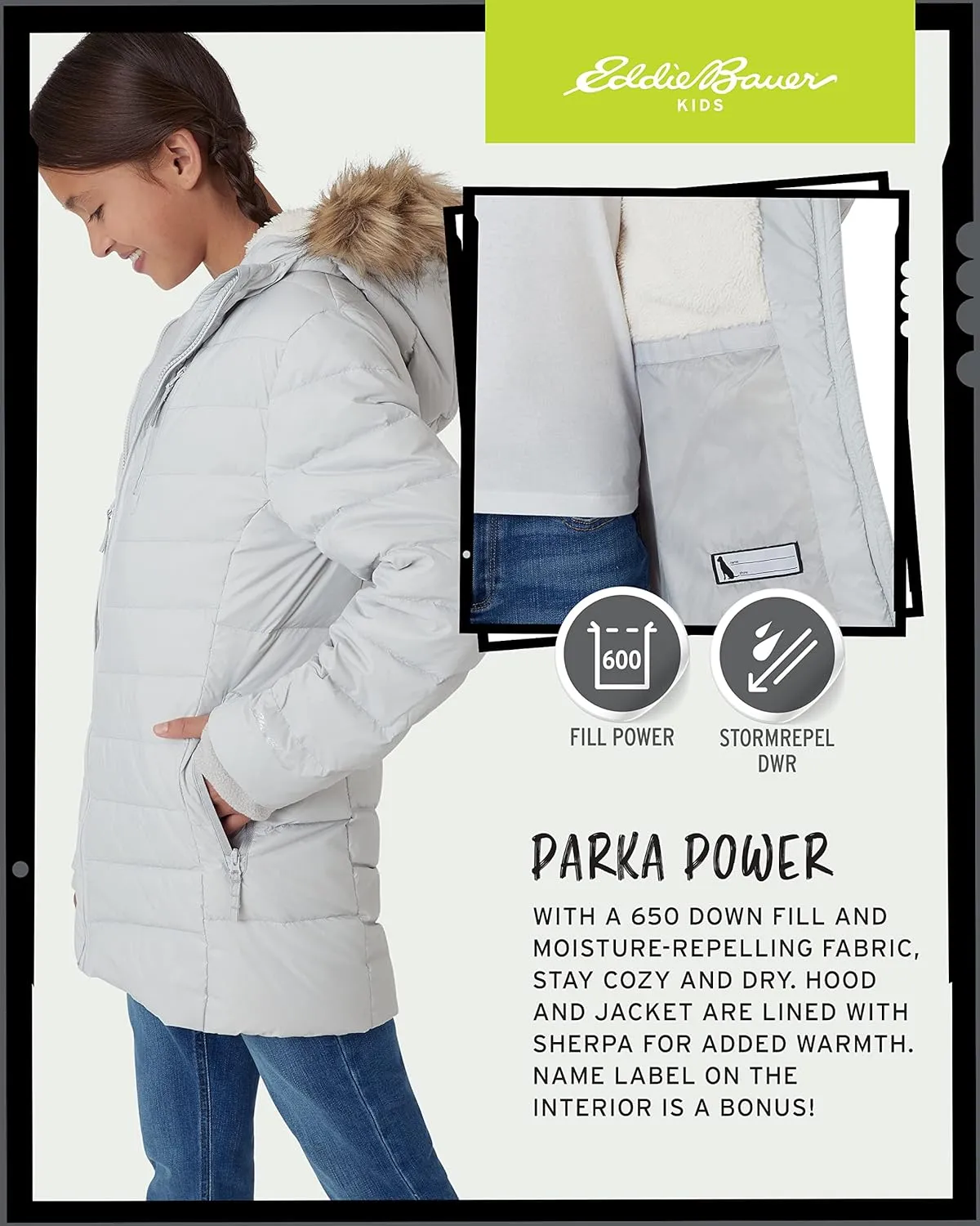 Eddie Bauer Girl's Long Parka Jacket - Down Bubble Coat with Fur Hood for Girls (3-16)