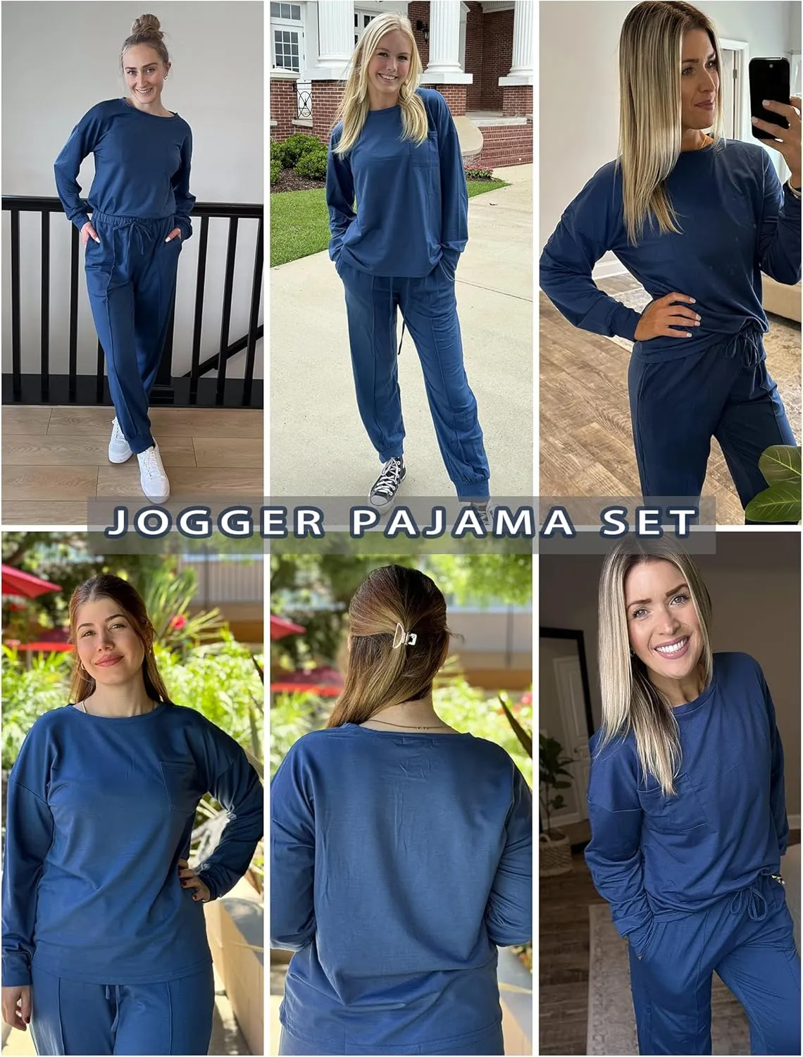 Ekouaer Lounge Sets for Women 2 Piece Jogger Pajama Long Sleeve Pants Loungewear Sweatsuits Casual Matching Outfits