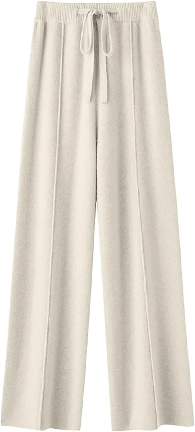 Elegant Women's Wide Leg Wool Pants for Casual and Formal Wear Drapey Floor-Length Trousers with Straight Leg