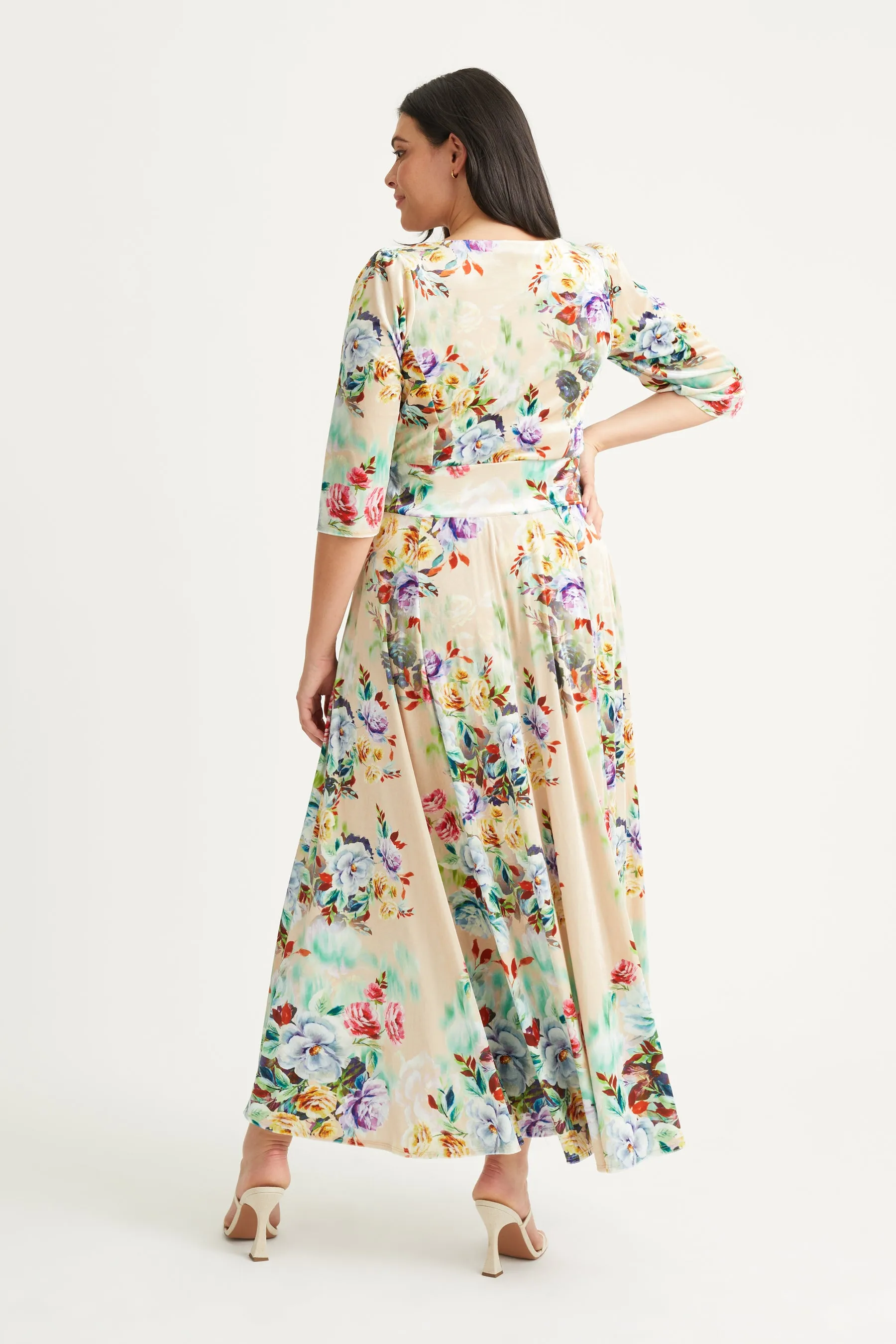 Elizabeth Multi Floral Velvet Maxi Gown