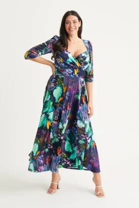 Elizabeth Navy Black Multi Velvet Maxi Gown