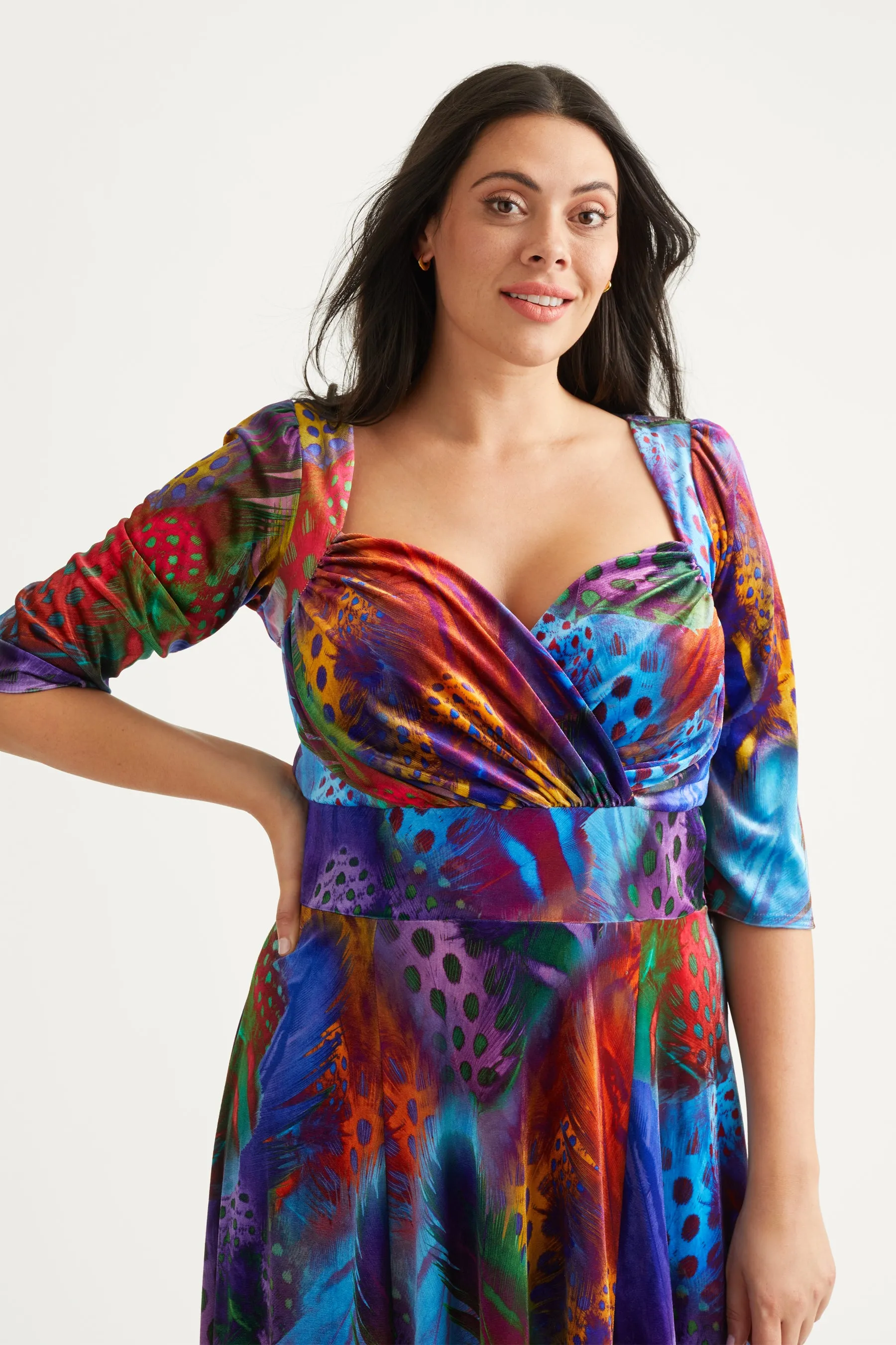 Elizabeth Peacock Multi Velvet Maxi Gown