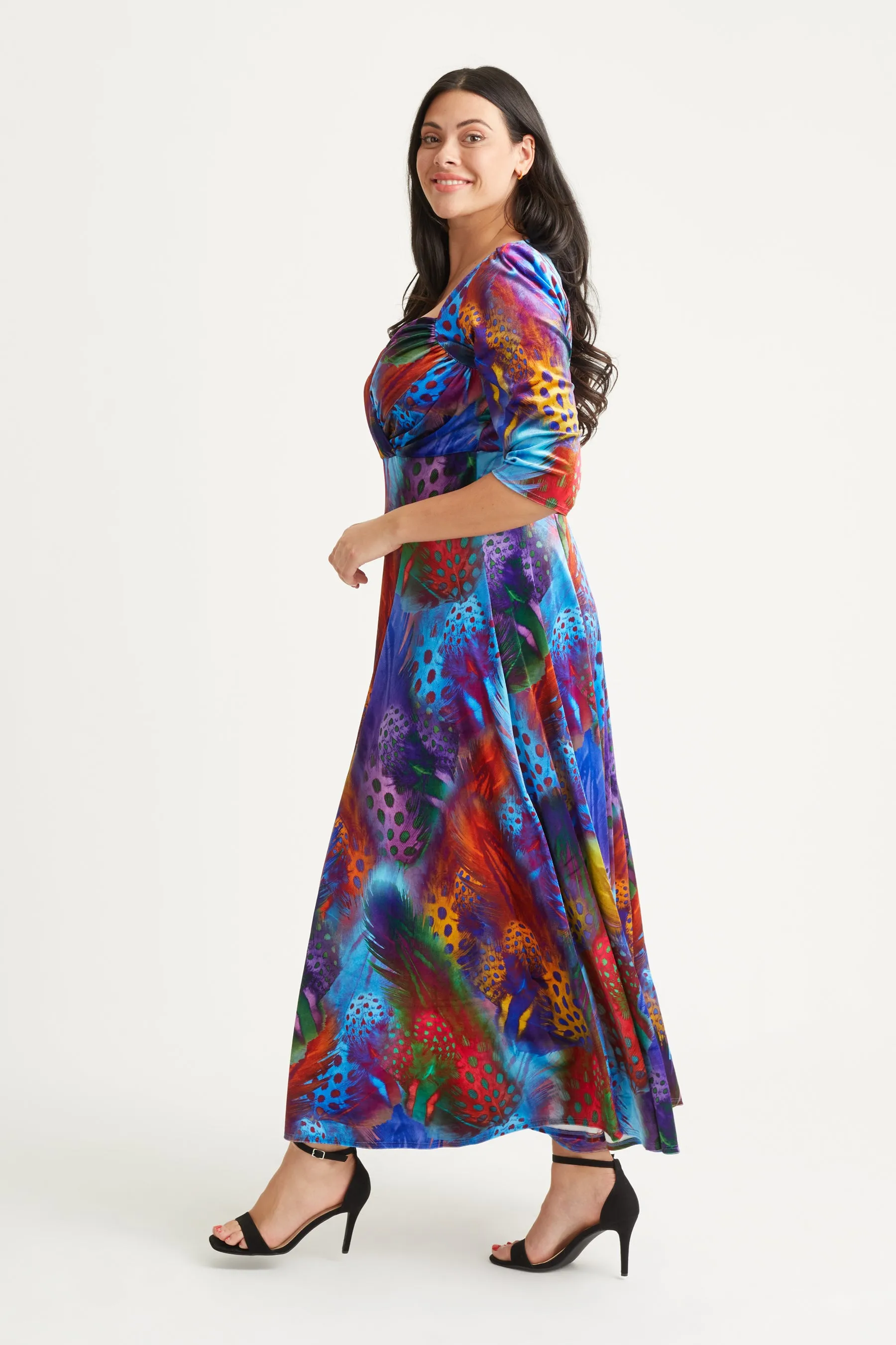 Elizabeth Peacock Multi Velvet Maxi Gown
