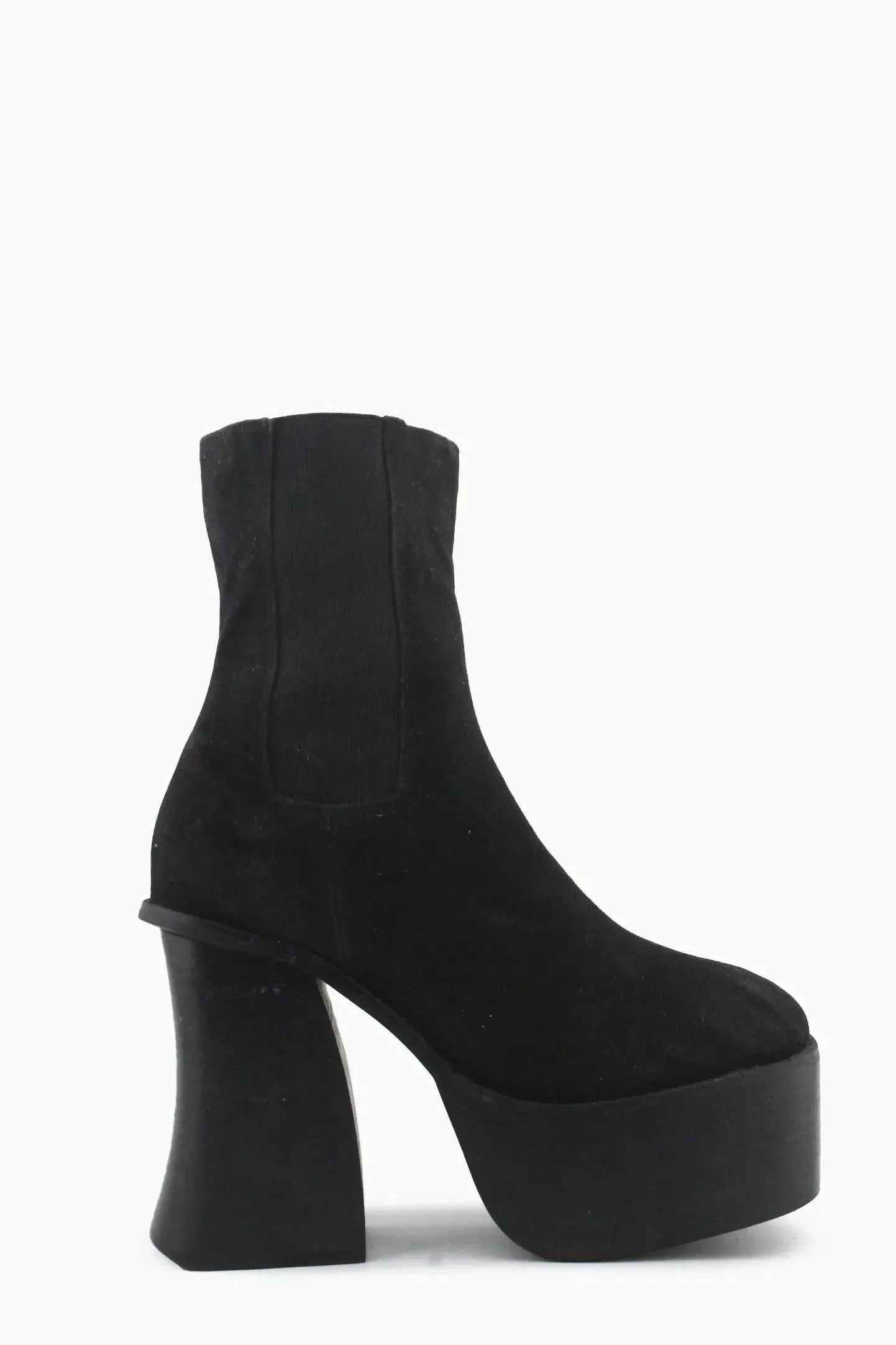 Emoda Zipper Stretchable Block Ankle Boots | Suede