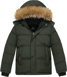 FARVALUE Boys Water Resistant Winter Coat Warm Quilted Puffer Jacket Hooded Parka Thicken Down Jacket for Boys