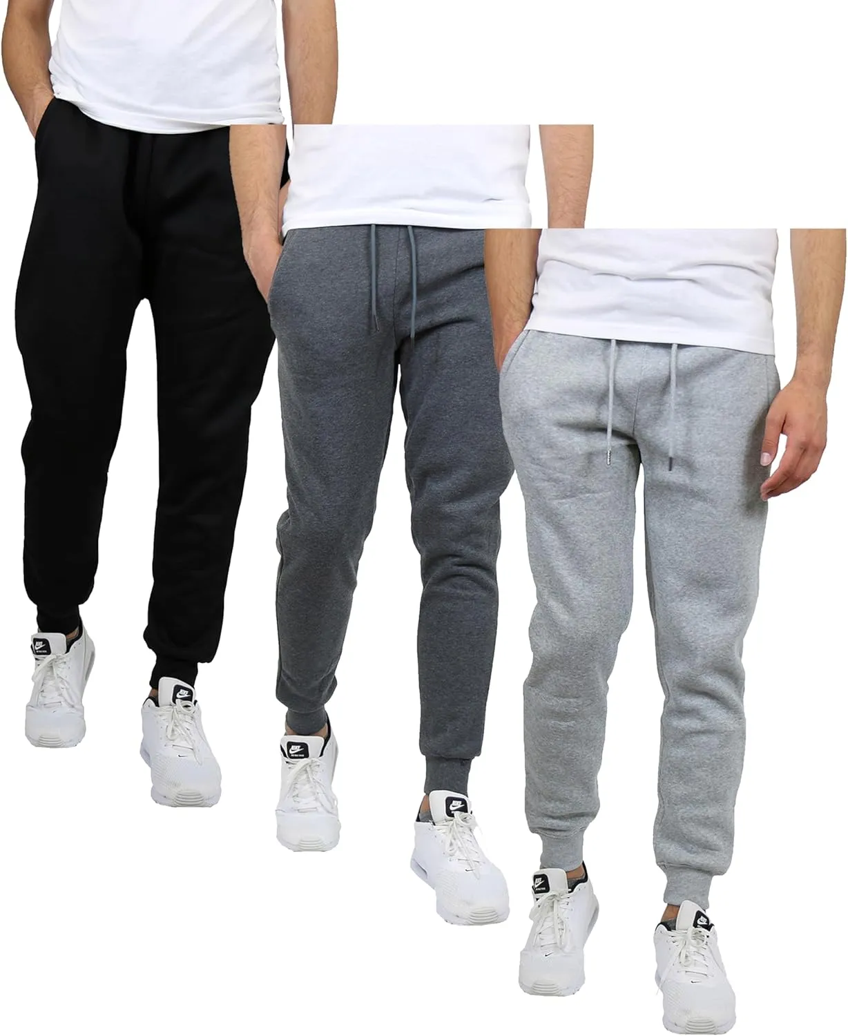 Galaxy by Harvic Men's Tech Fleece Joggers with Quilted Pocket & Knee