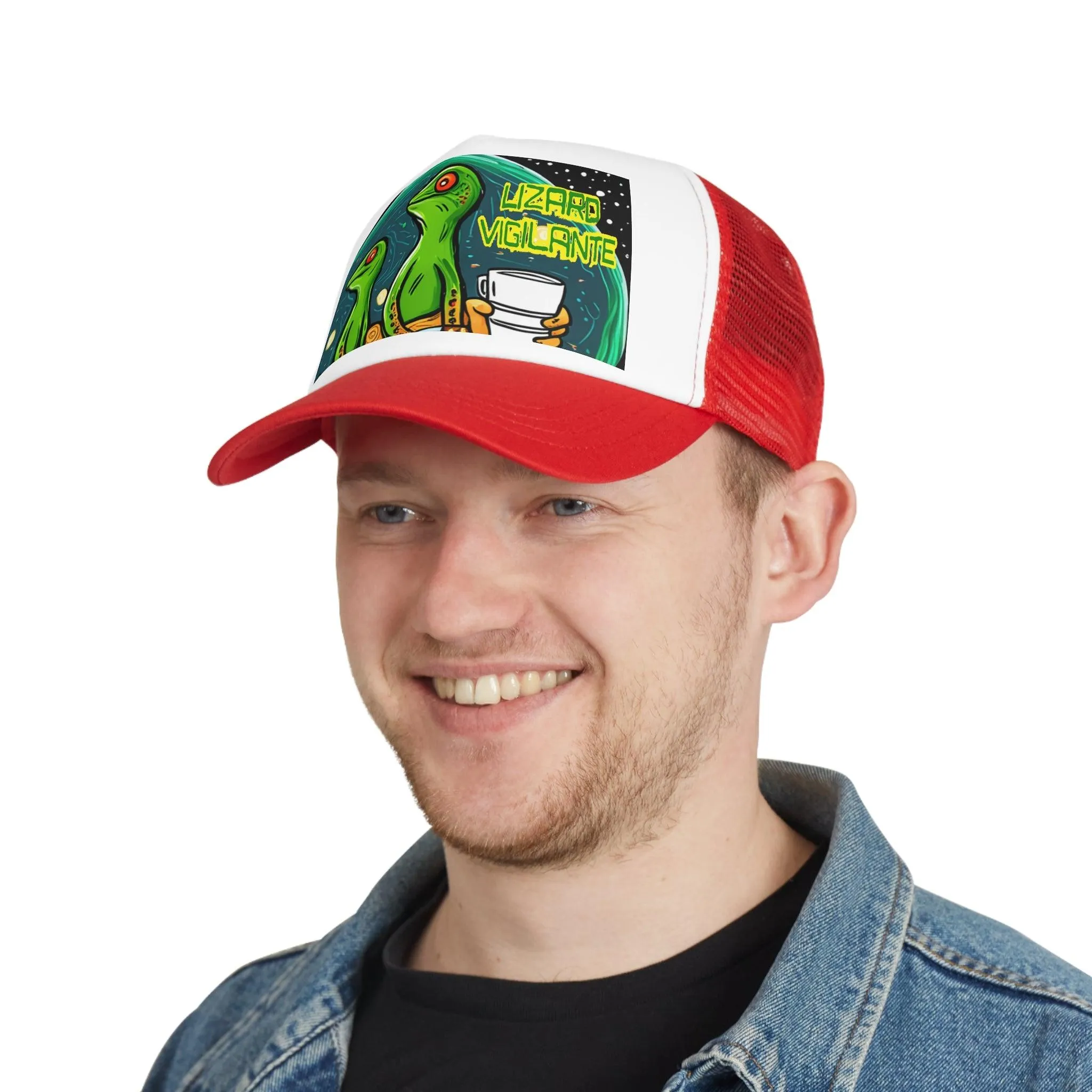 Lizard Vigilante Premium Coffee Cartoon Mesh Cap