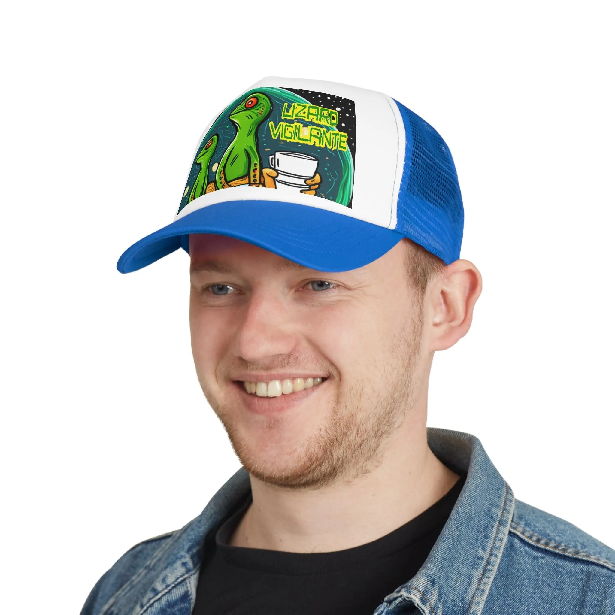 Lizard Vigilante Premium Coffee Cartoon Mesh Cap