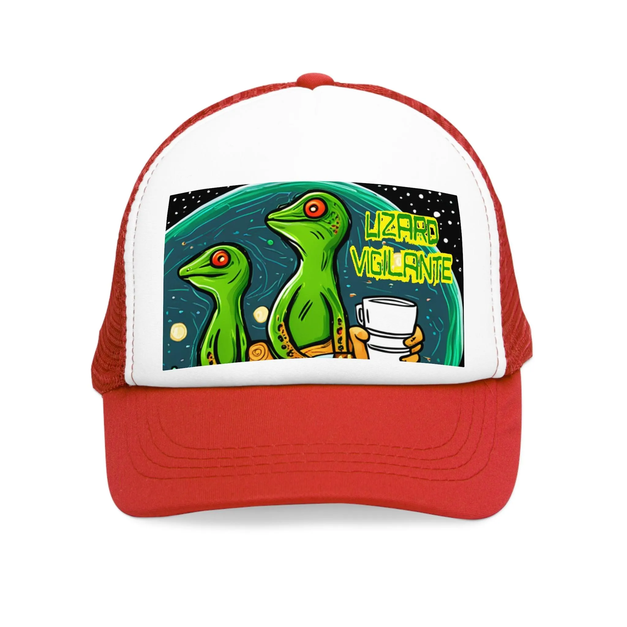 Lizard Vigilante Premium Coffee Cartoon Mesh Cap