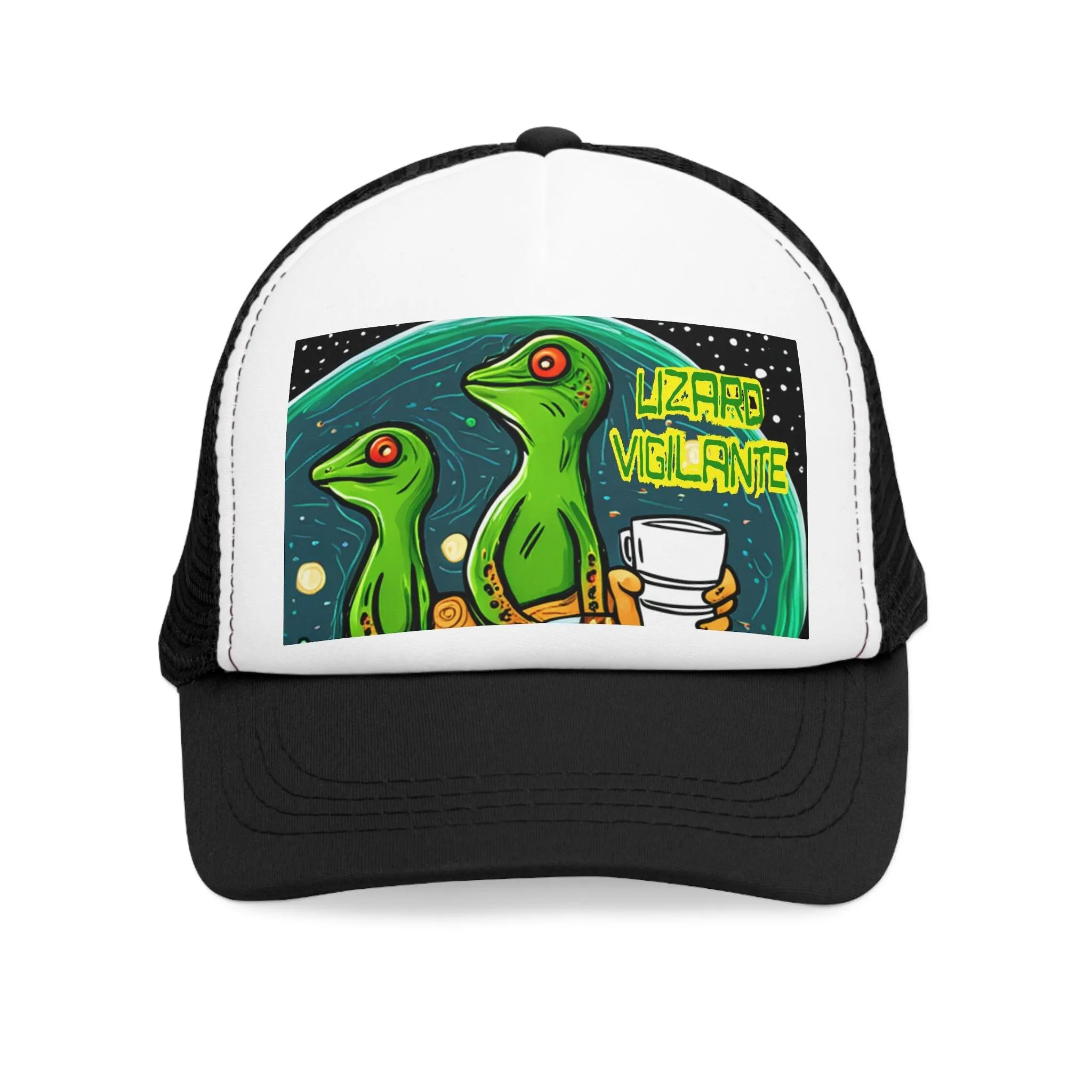 Lizard Vigilante Premium Coffee Cartoon Mesh Cap