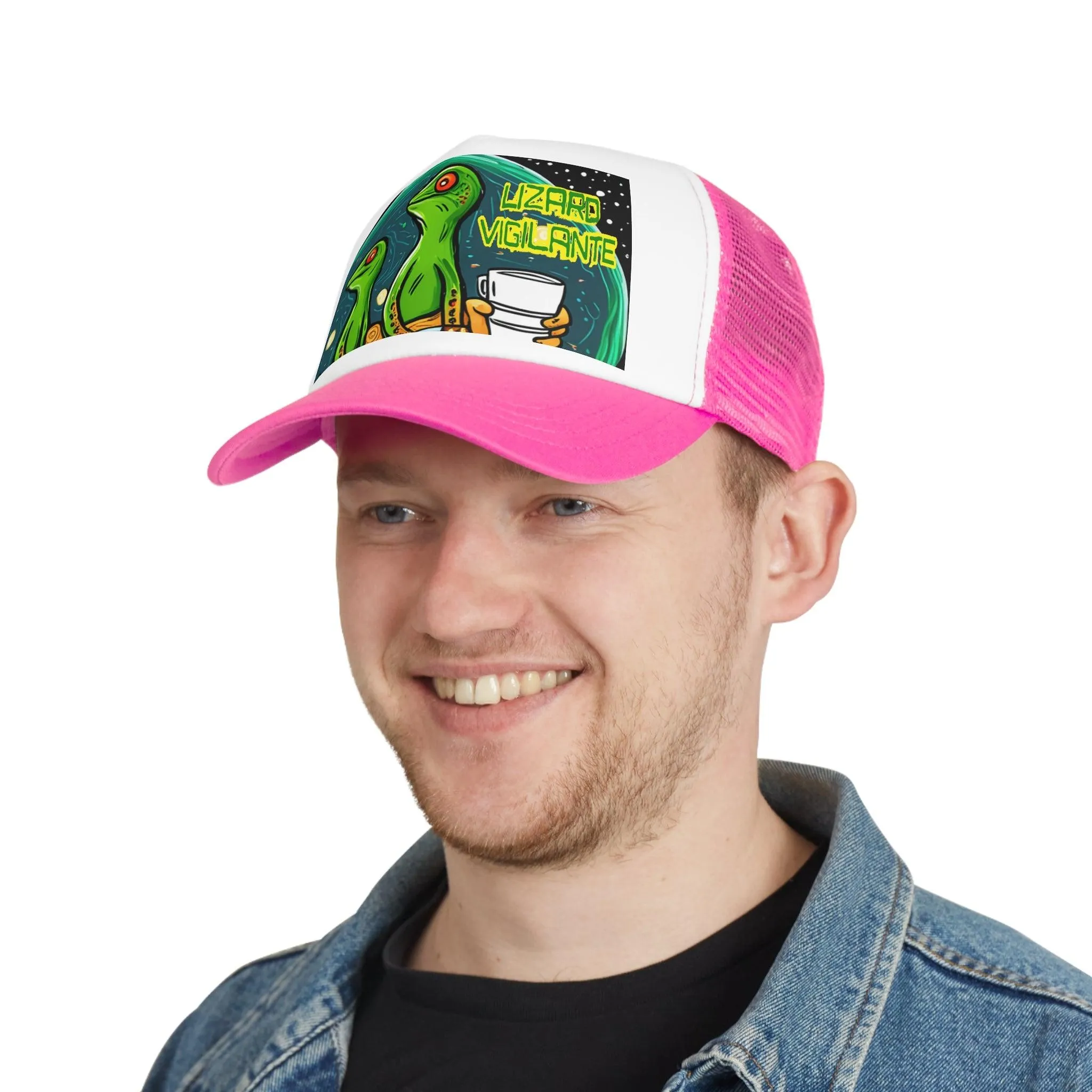 Lizard Vigilante Premium Coffee Cartoon Mesh Cap