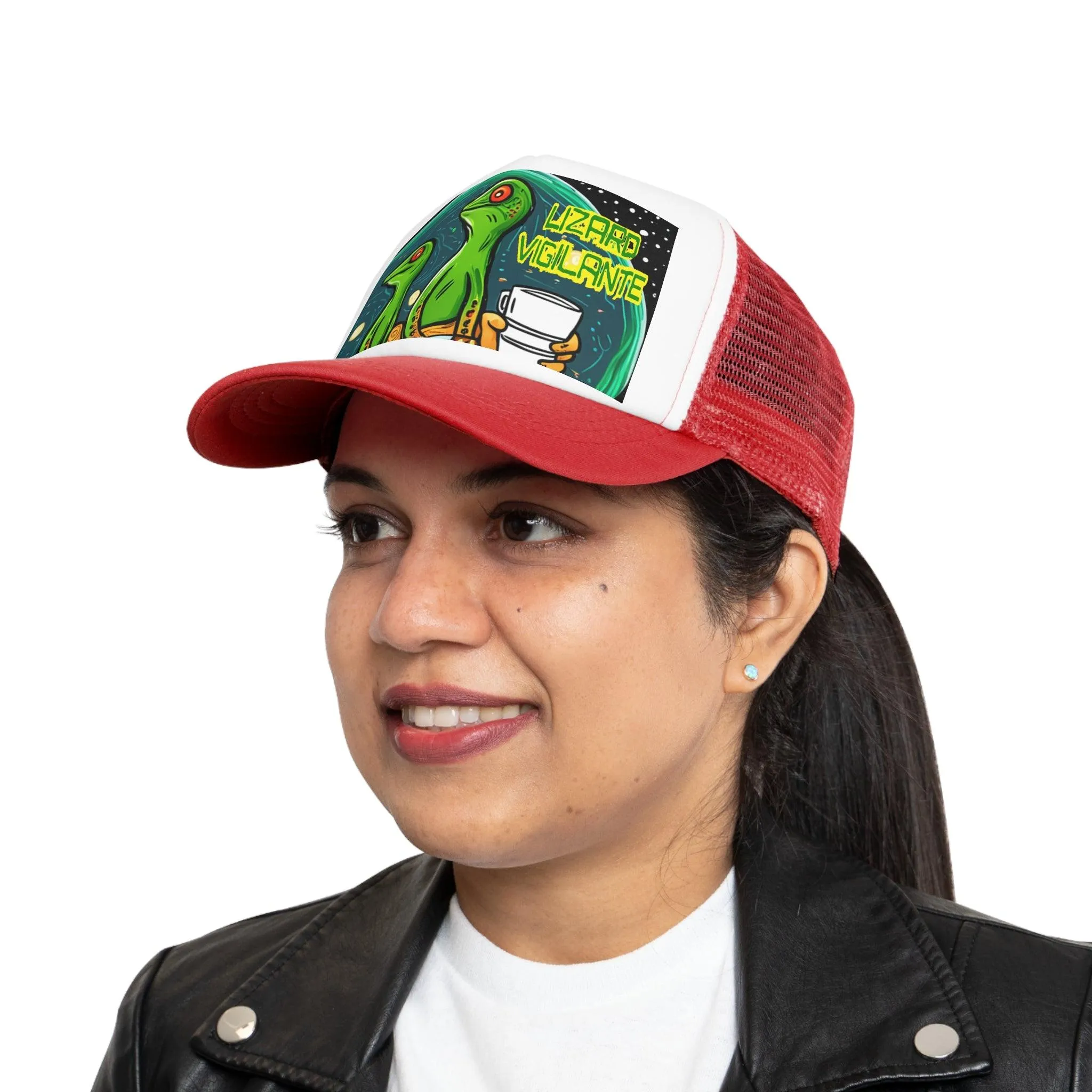 Lizard Vigilante Premium Coffee Cartoon Mesh Cap