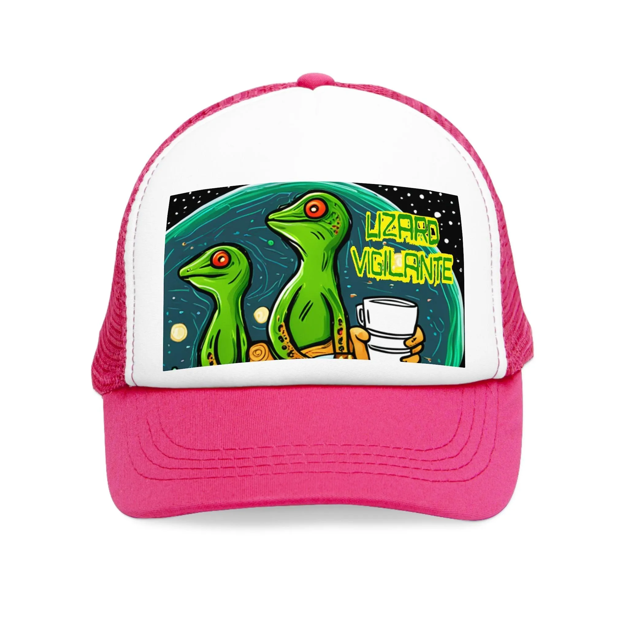 Lizard Vigilante Premium Coffee Cartoon Mesh Cap