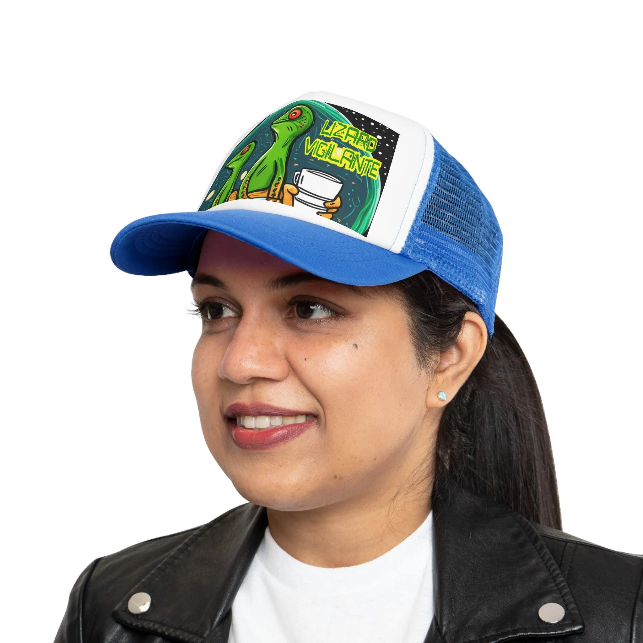 Lizard Vigilante Premium Coffee Cartoon Mesh Cap