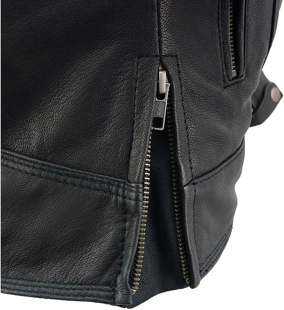 Milwaukee Leather MLL2551 Women's Scooter Black Leather Vented Lightweight Triple Stitch Motorcycle Jacket