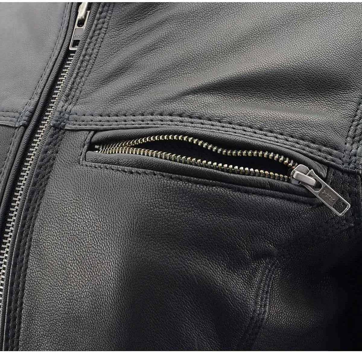 Milwaukee Leather MLL2551 Women's Scooter Black Leather Vented Lightweight Triple Stitch Motorcycle Jacket