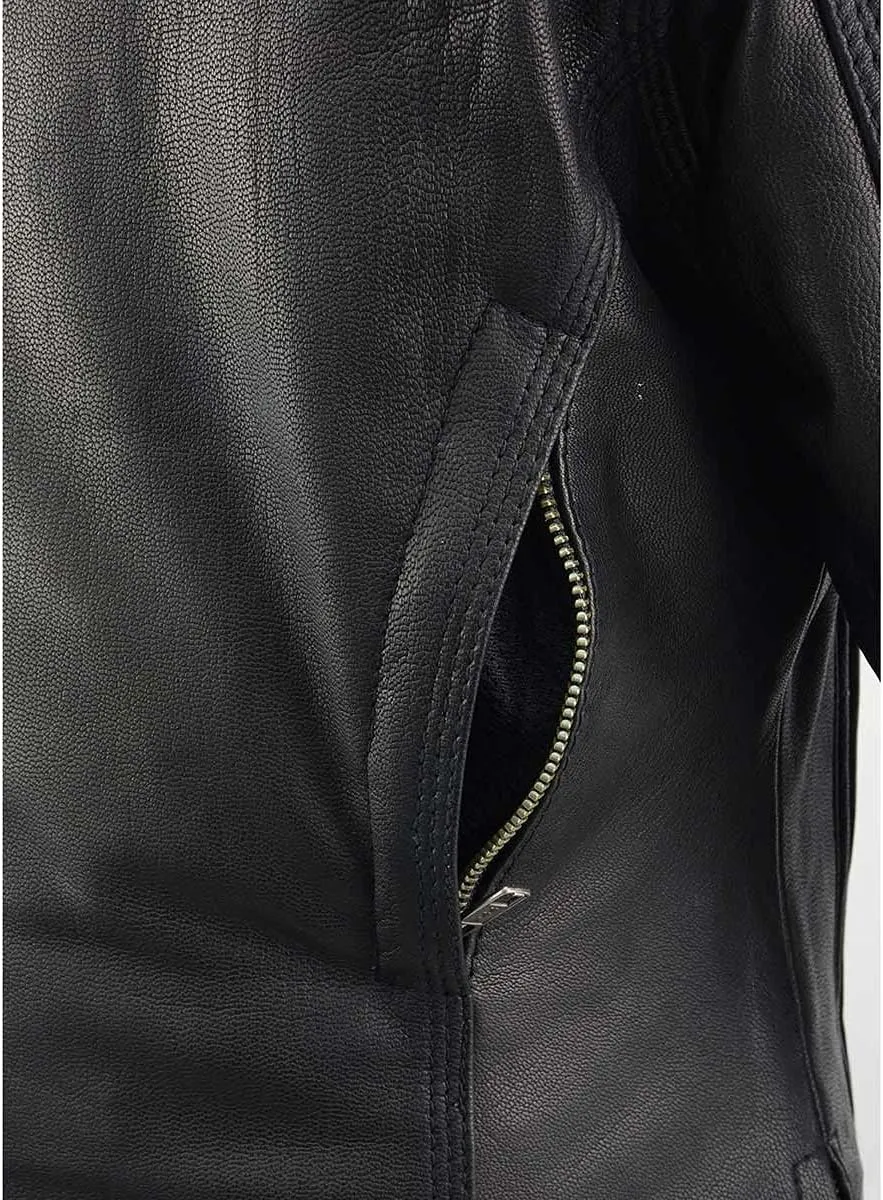 Milwaukee Leather MLL2551 Women's Scooter Black Leather Vented Lightweight Triple Stitch Motorcycle Jacket