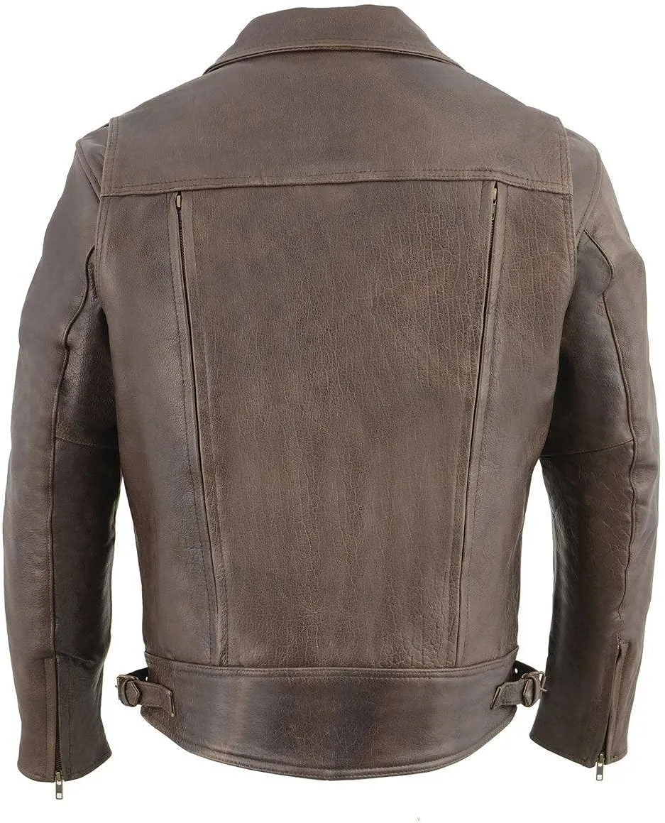 Milwaukee Leather MLM1522 Men's Vented Retro Brown Leather Motorcycle Jacket