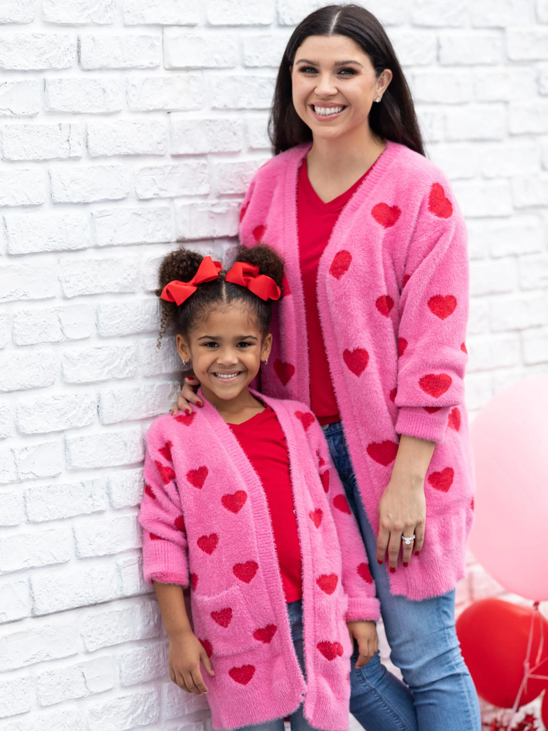 Mommy and Me I Love You Lots Oversized Heart Cardigan