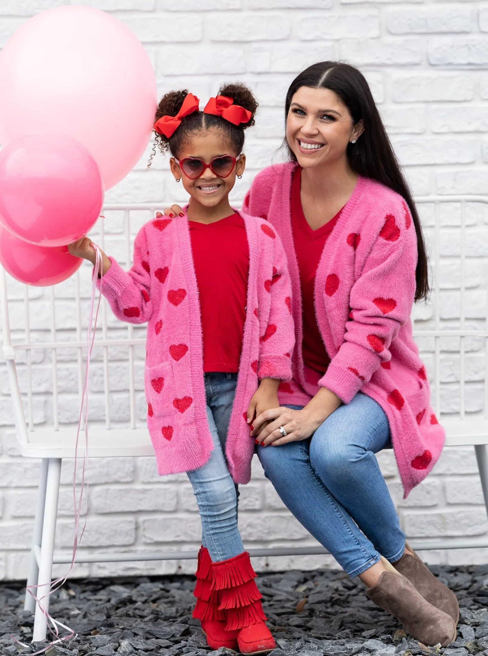 Mommy and Me I Love You Lots Oversized Heart Cardigan