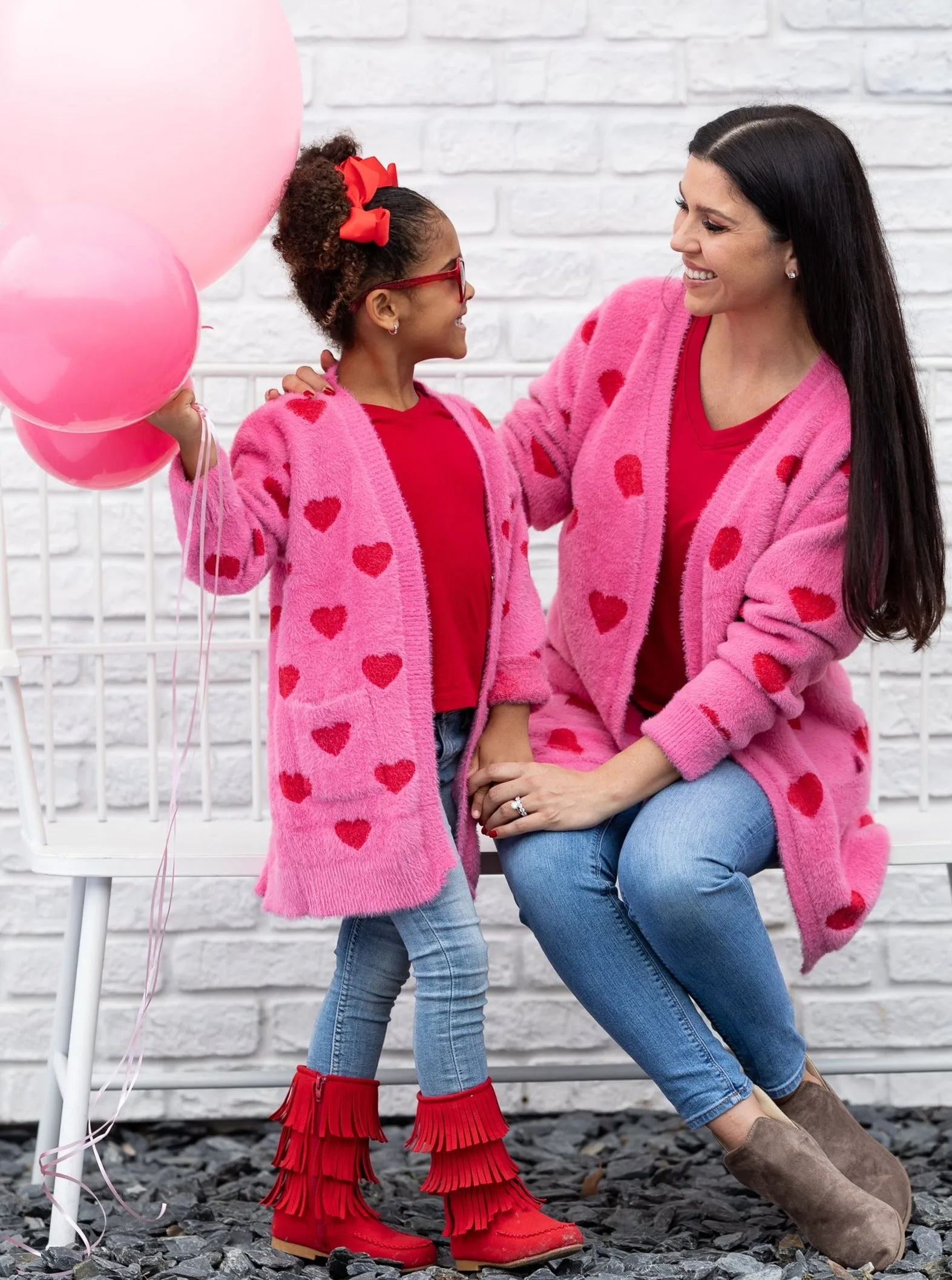 Mommy and Me I Love You Lots Oversized Heart Cardigan