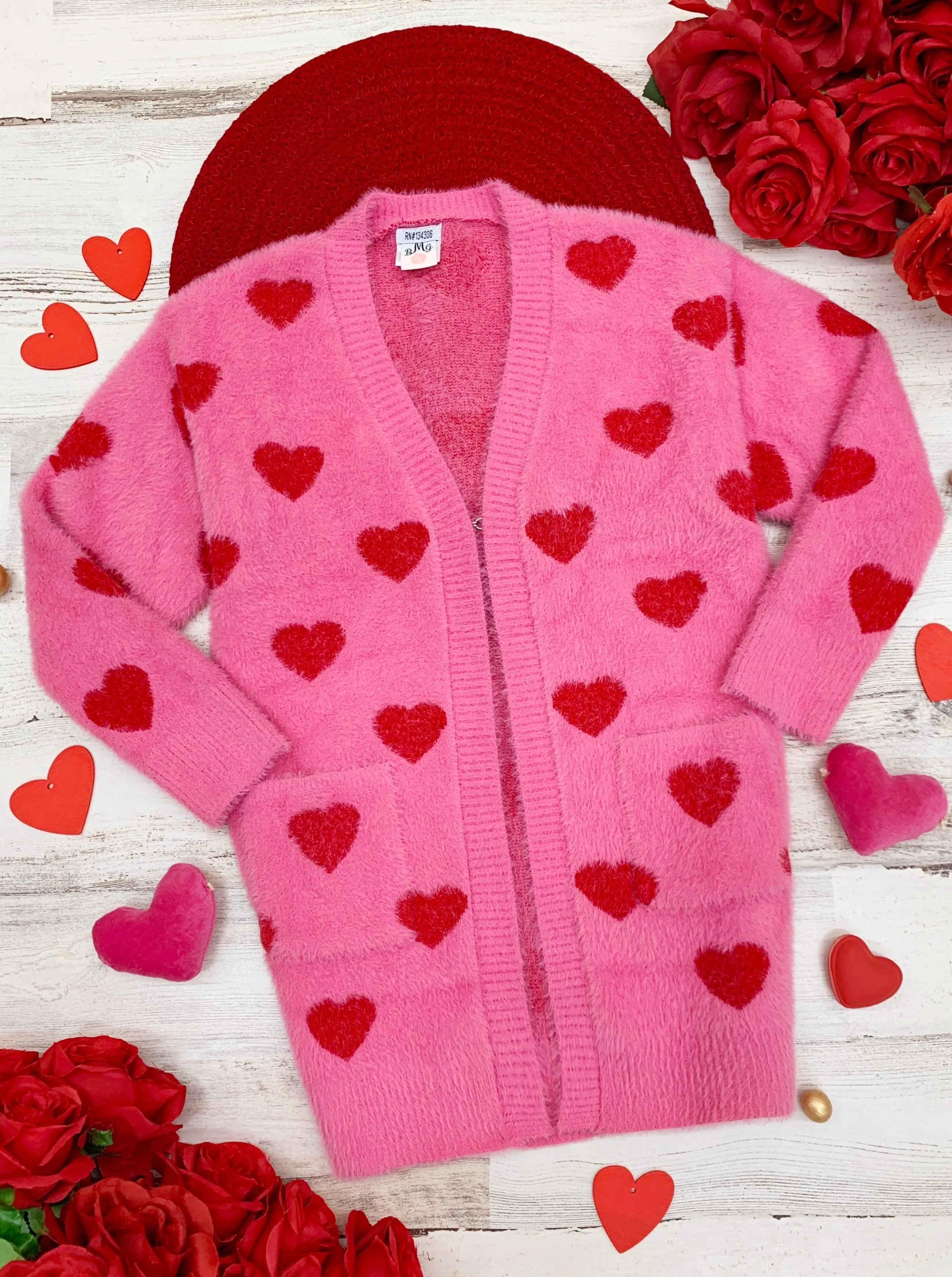 Mommy and Me I Love You Lots Oversized Heart Cardigan