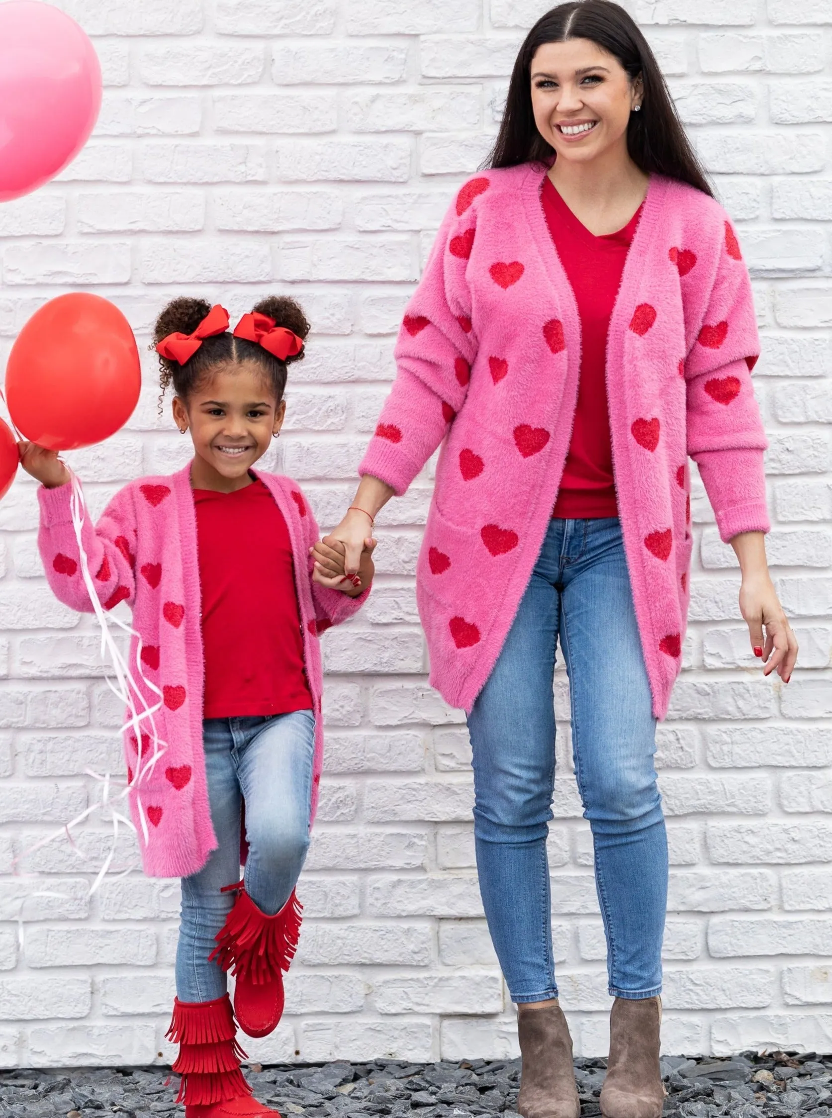 Mommy and Me I Love You Lots Oversized Heart Cardigan