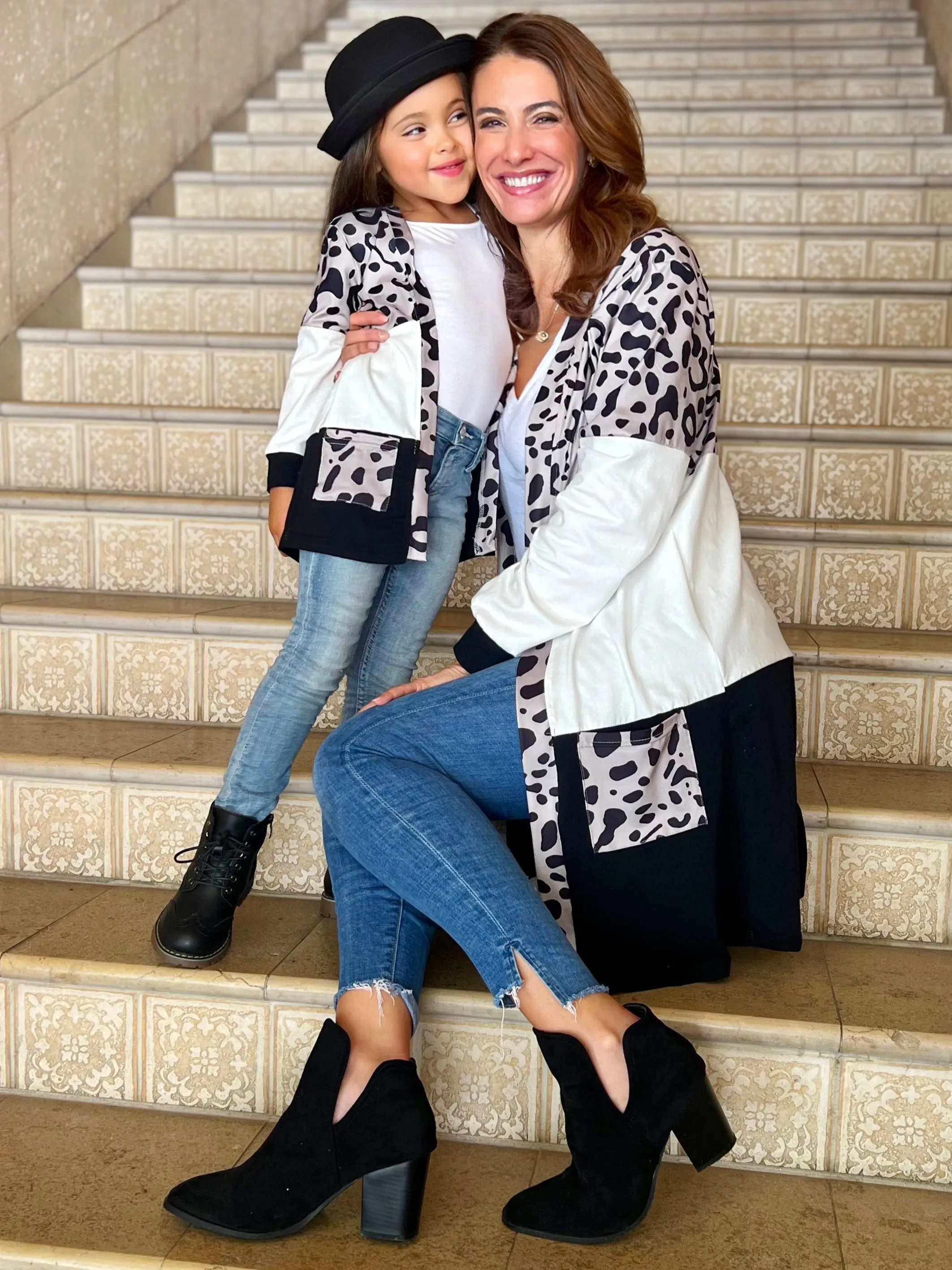 Mommy and Me Snuggle Up Oversized Colorblock Cardigans
